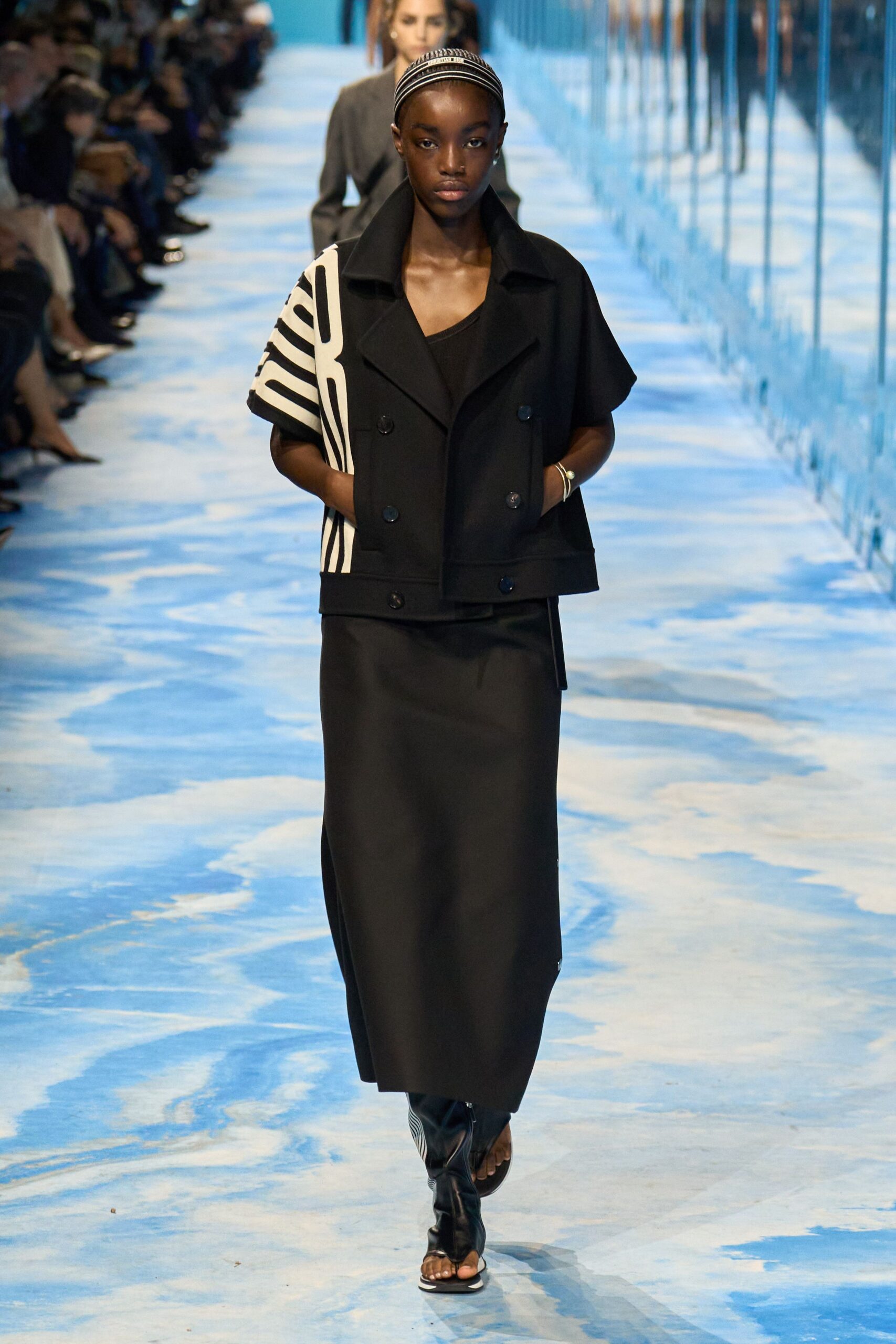 black wool coat and skirt