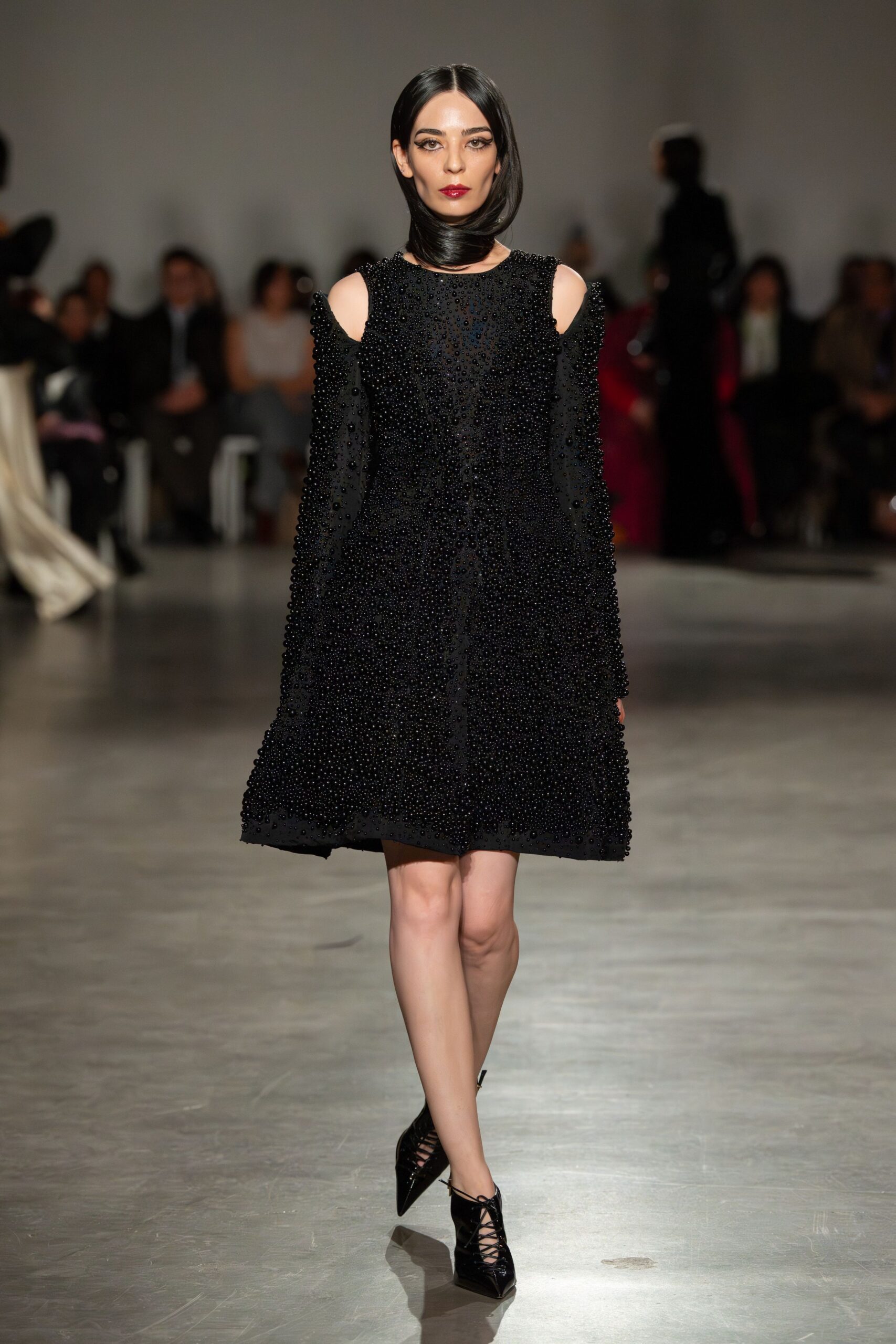 black embellished mini dress