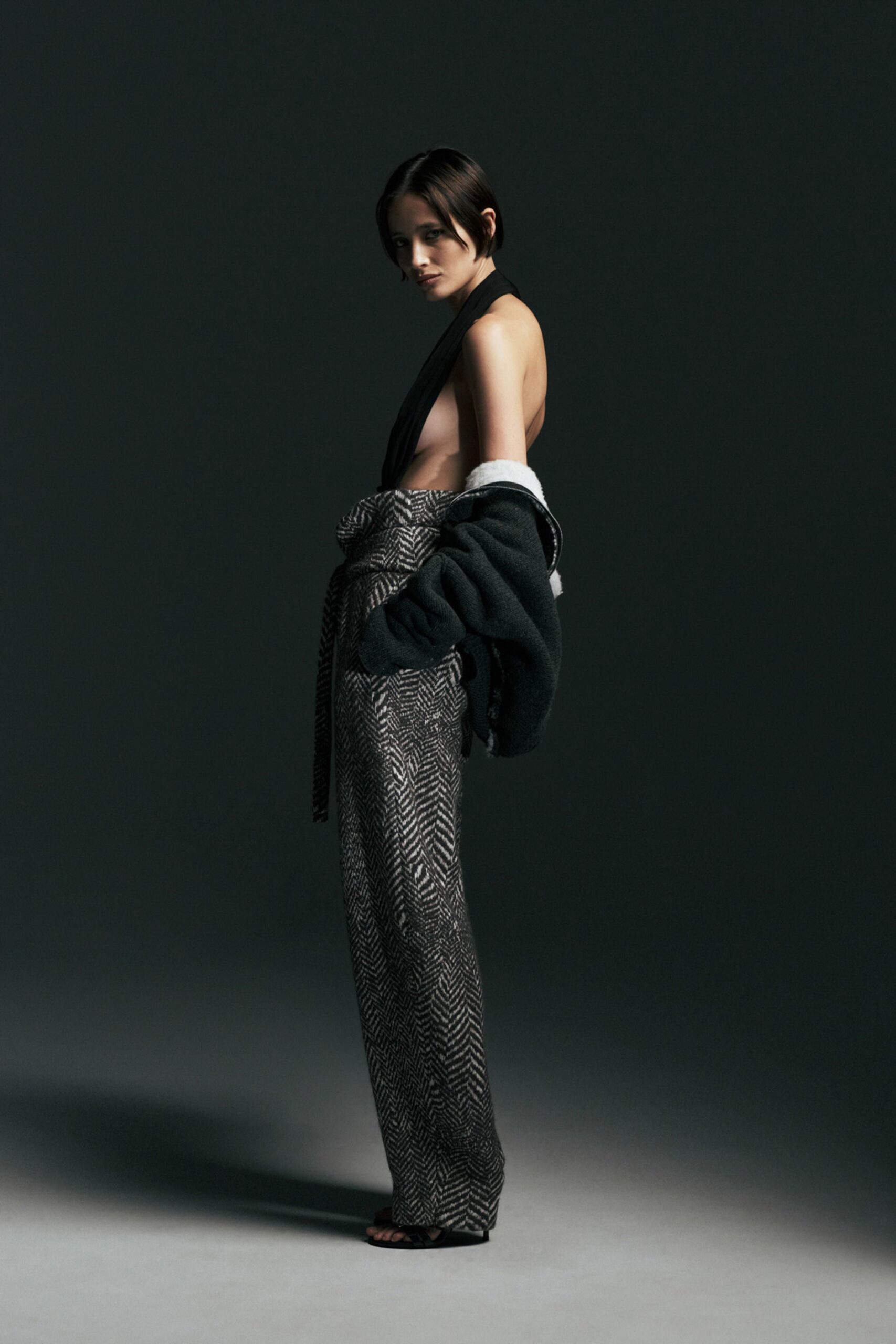 black and white printed pants with top