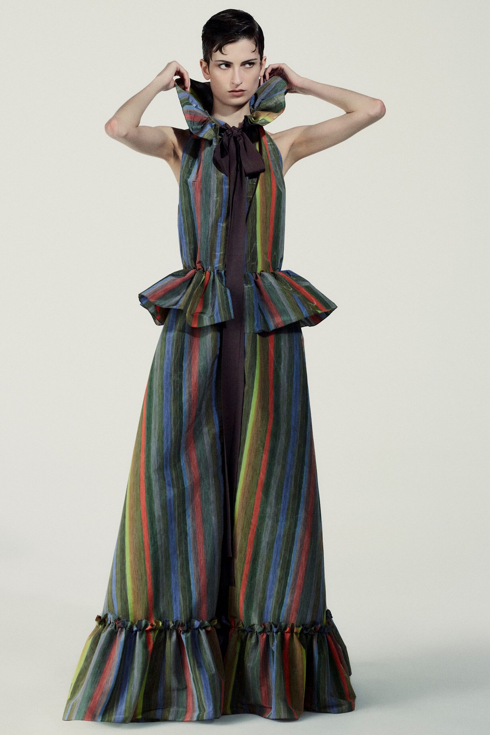 multi-colored sleeveless gown