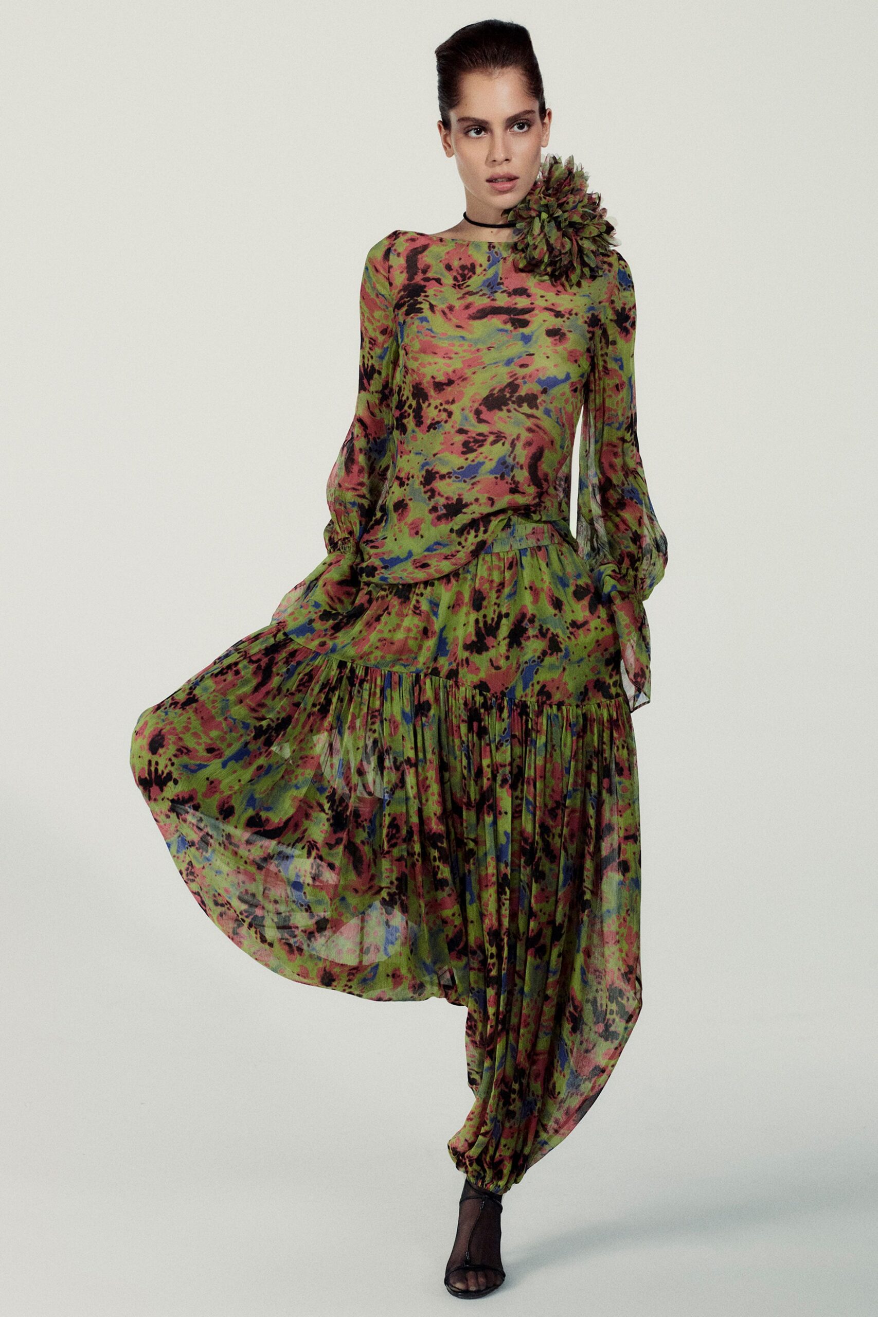 flowing maxi dress with pleats