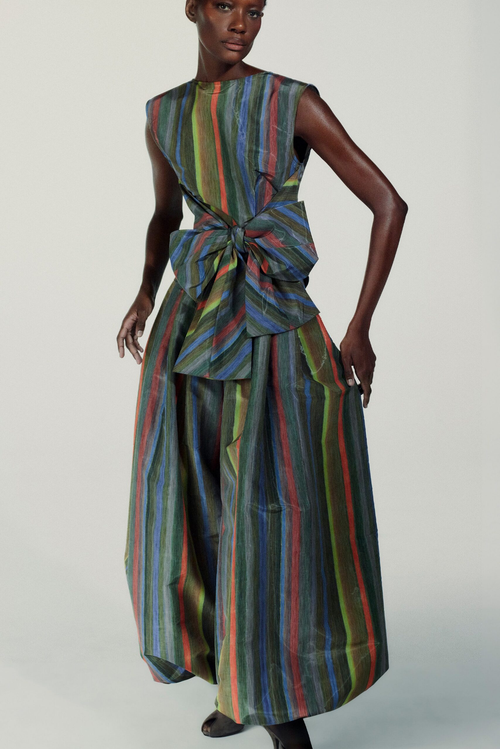multi-colored relaxed midi dress