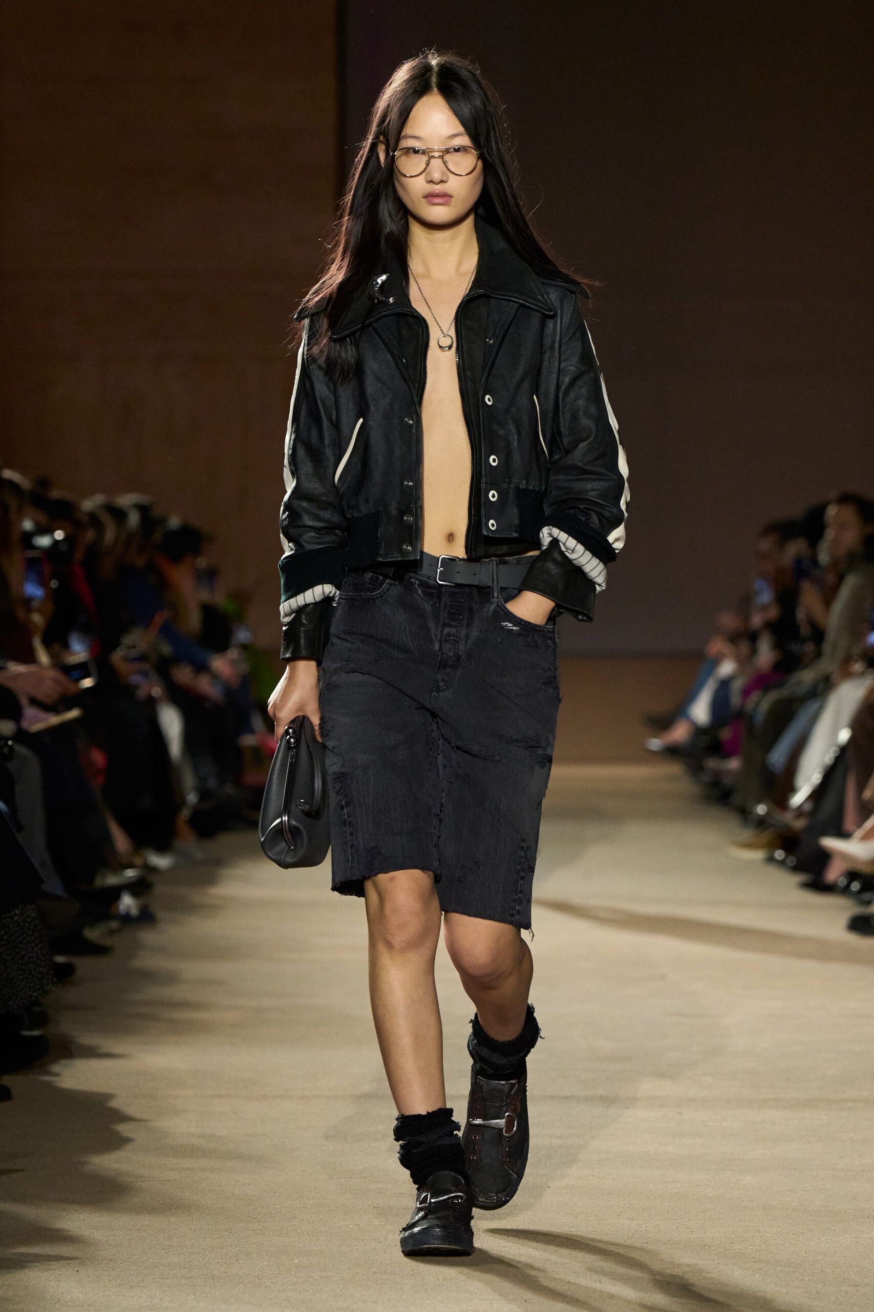 black denim long-sleeve collared fitted zippered jacket