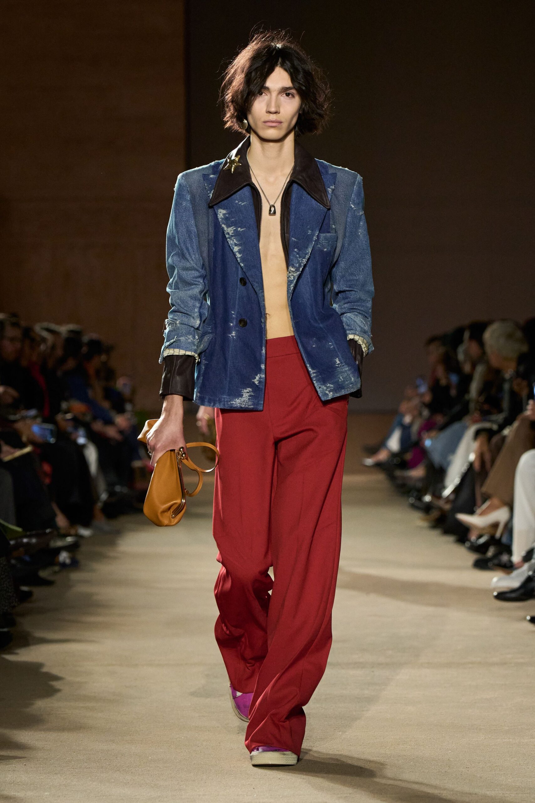red relaxed wide-leg pants