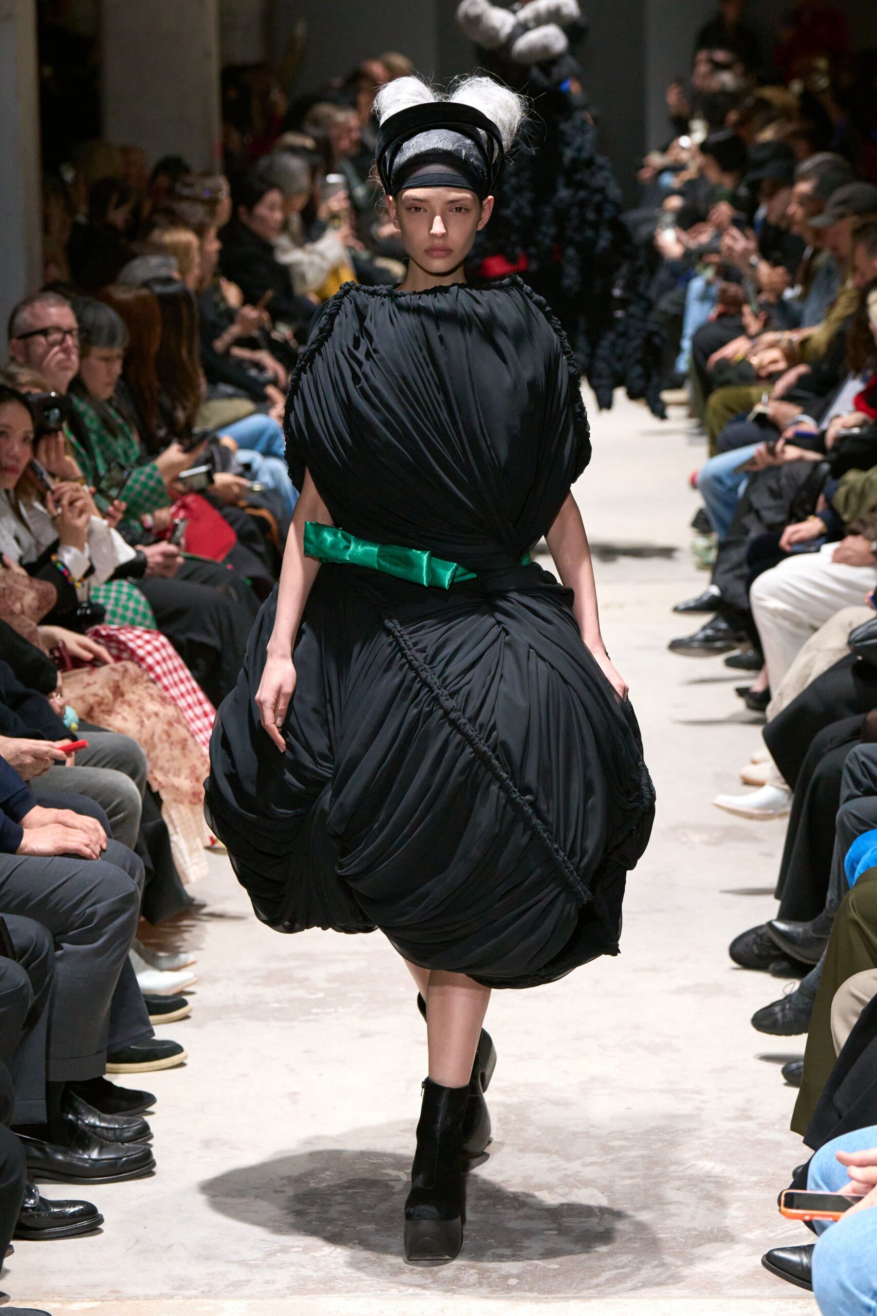 green satin belt
