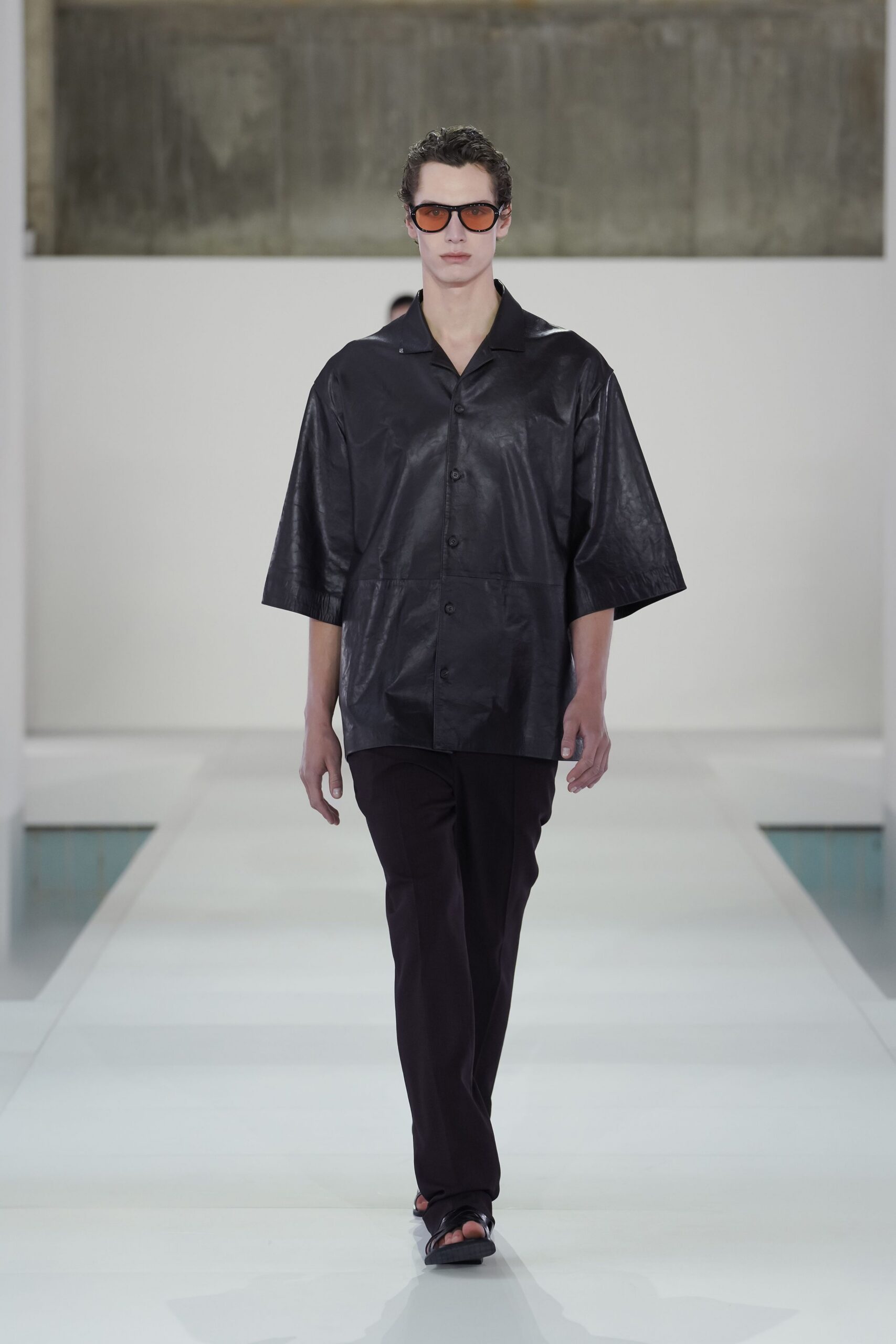 black leather shirt and pants