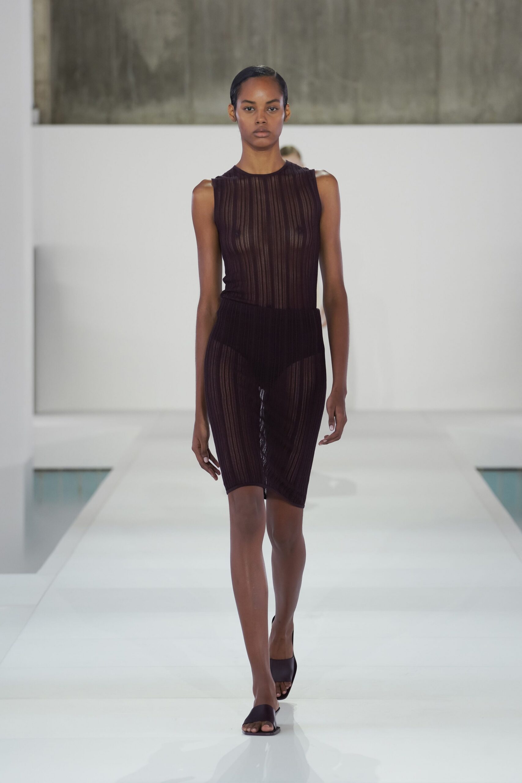 black mesh bodysuit with shoes