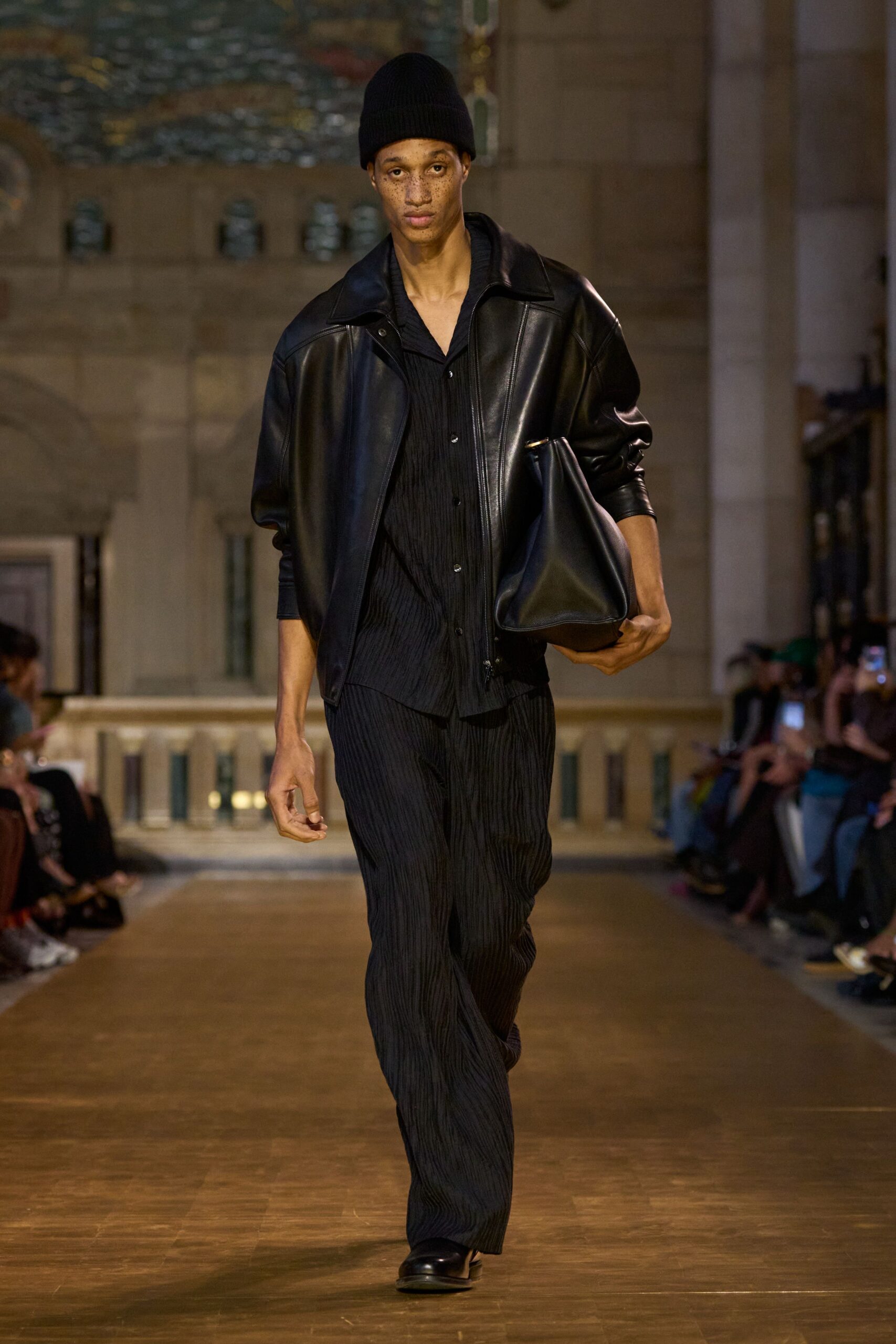 black leather oversized jacket