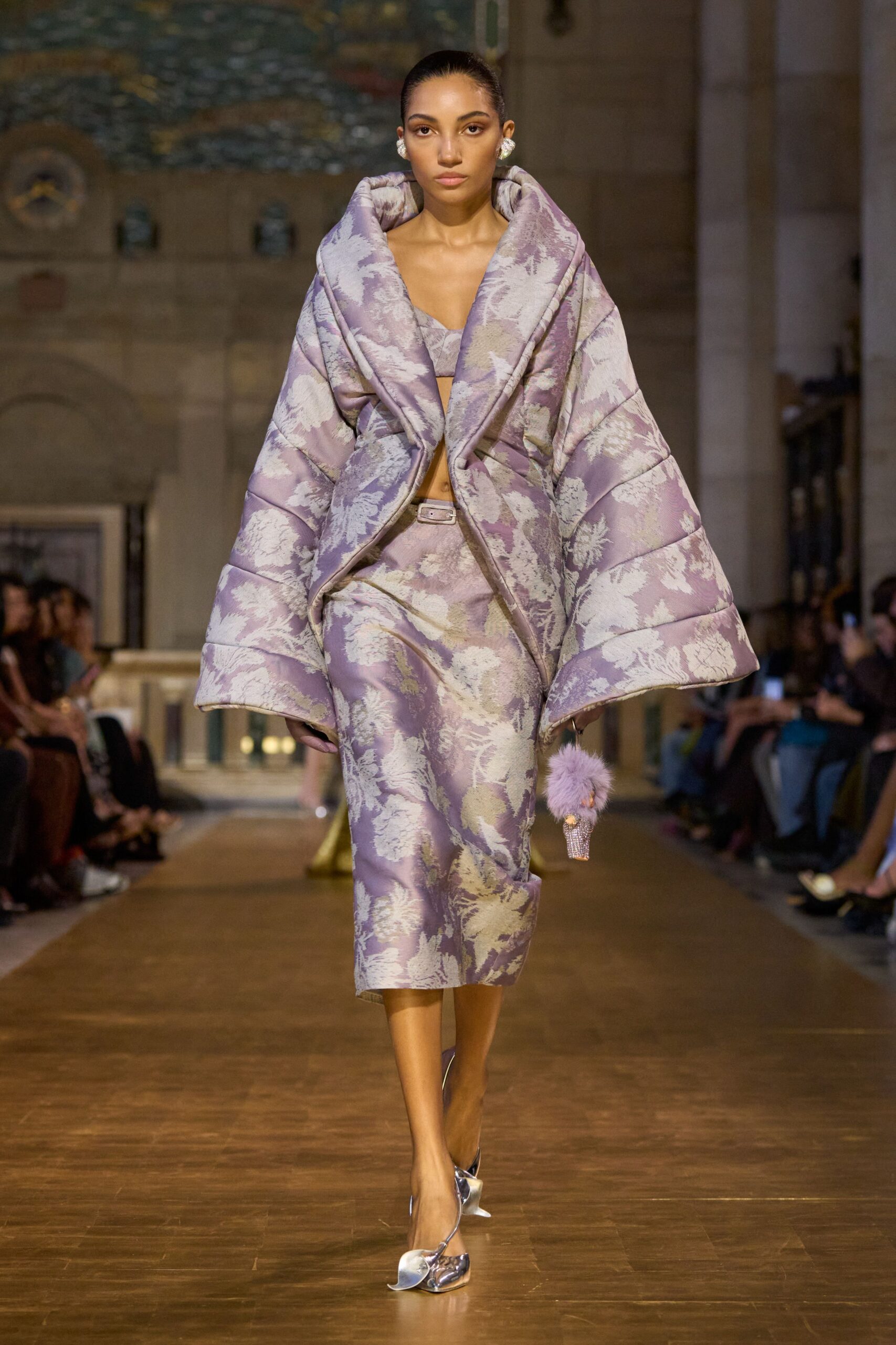purple silk fitted pencil skirt