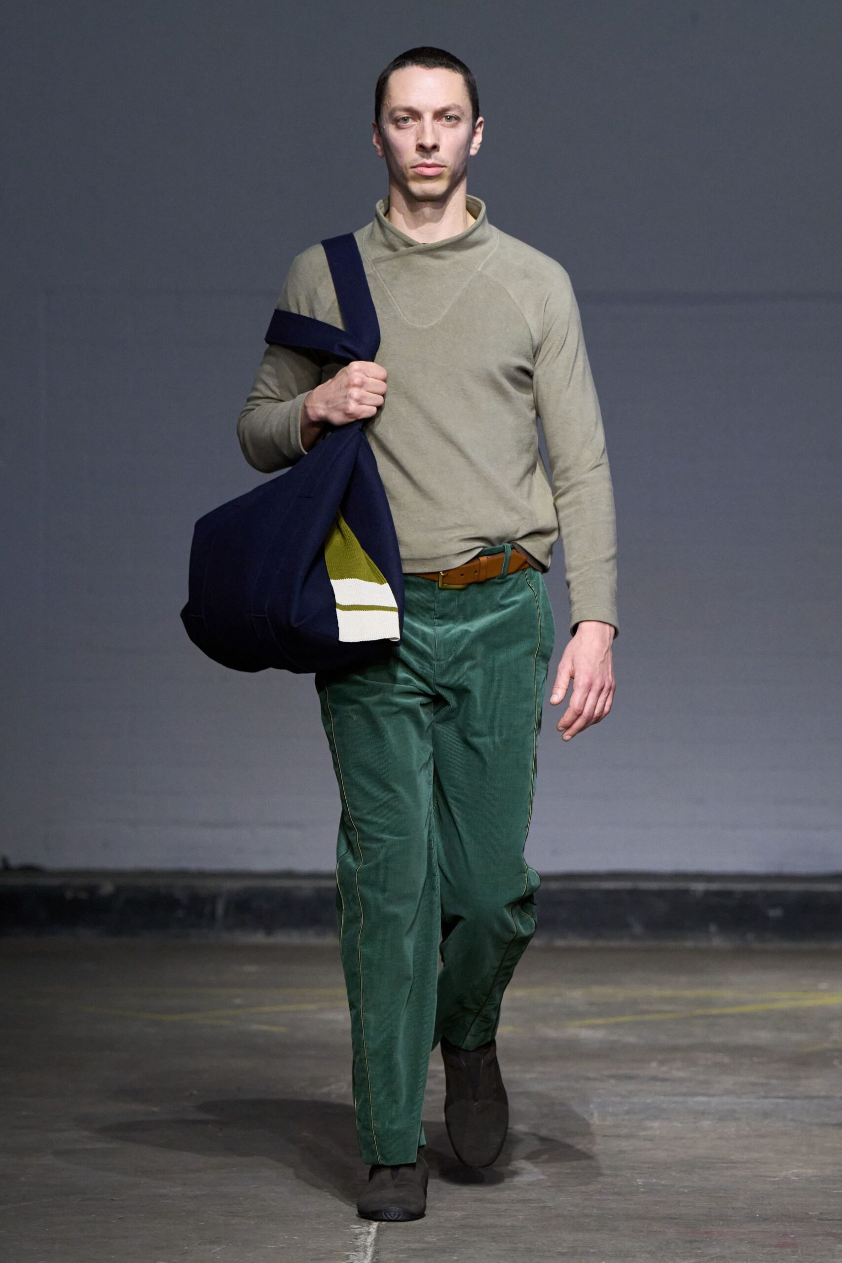 green relaxed sweater with pants