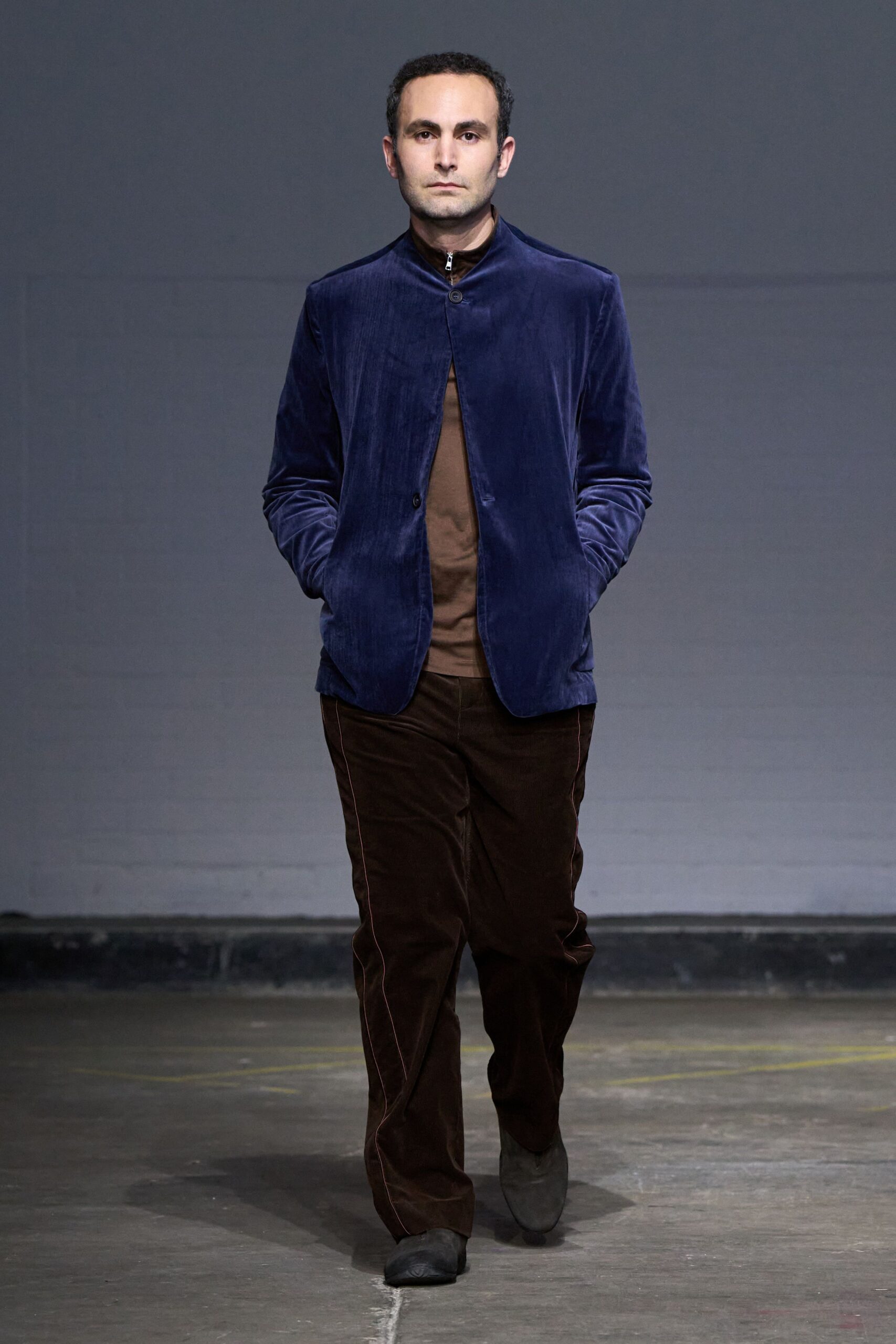 brown cotton slim pants