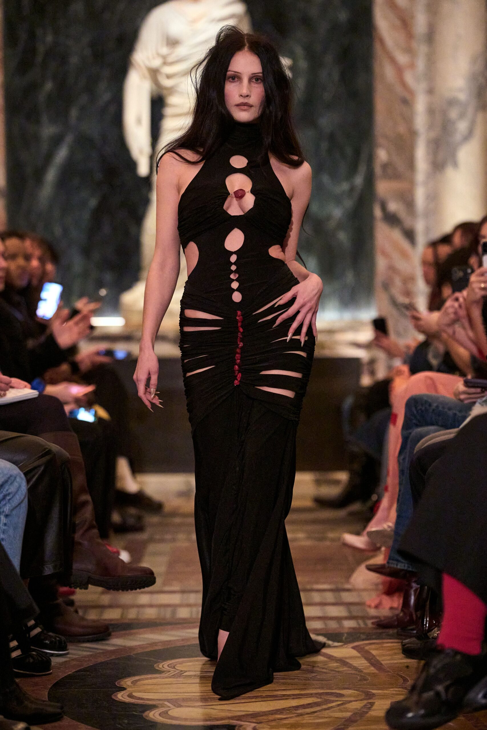 black fitted sleeveless gown