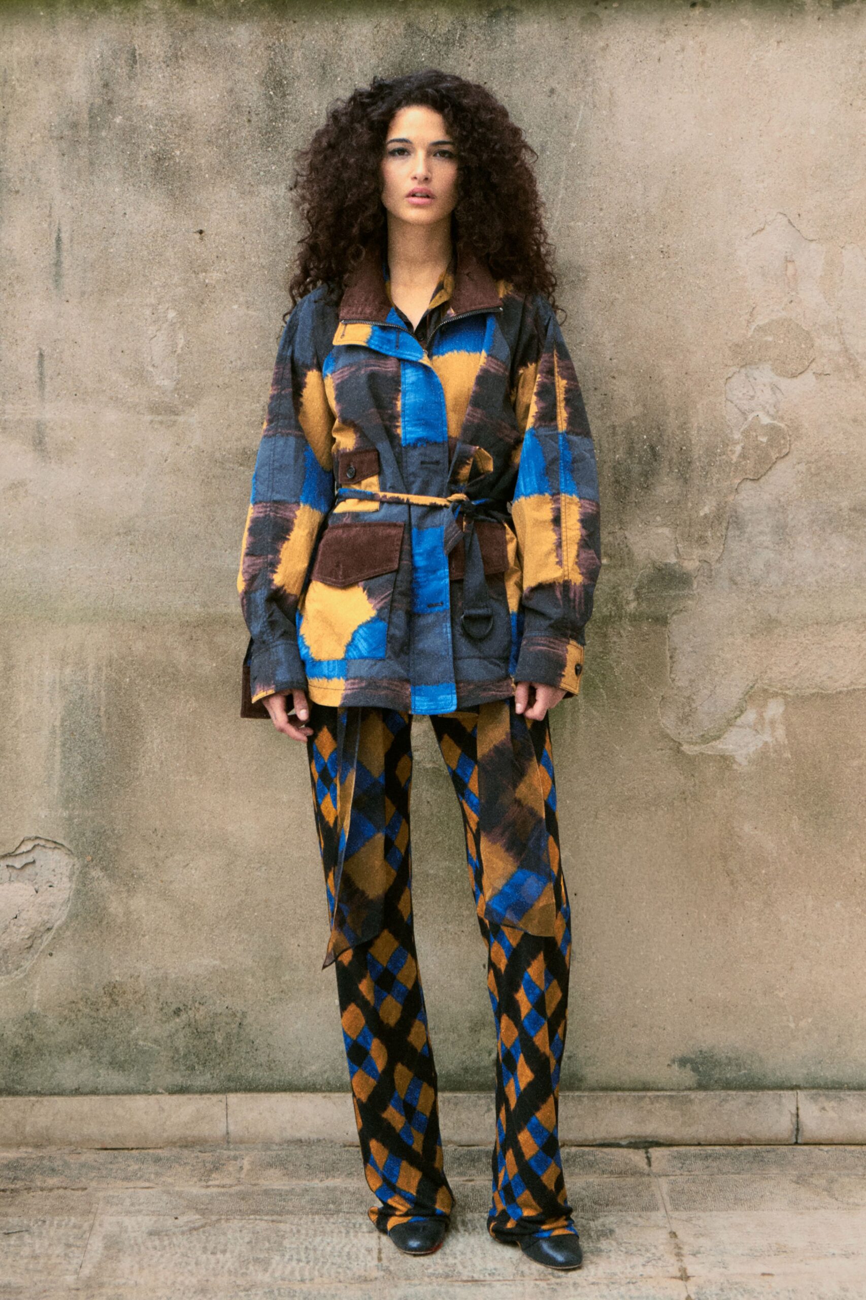 color-blocked jacket and pants