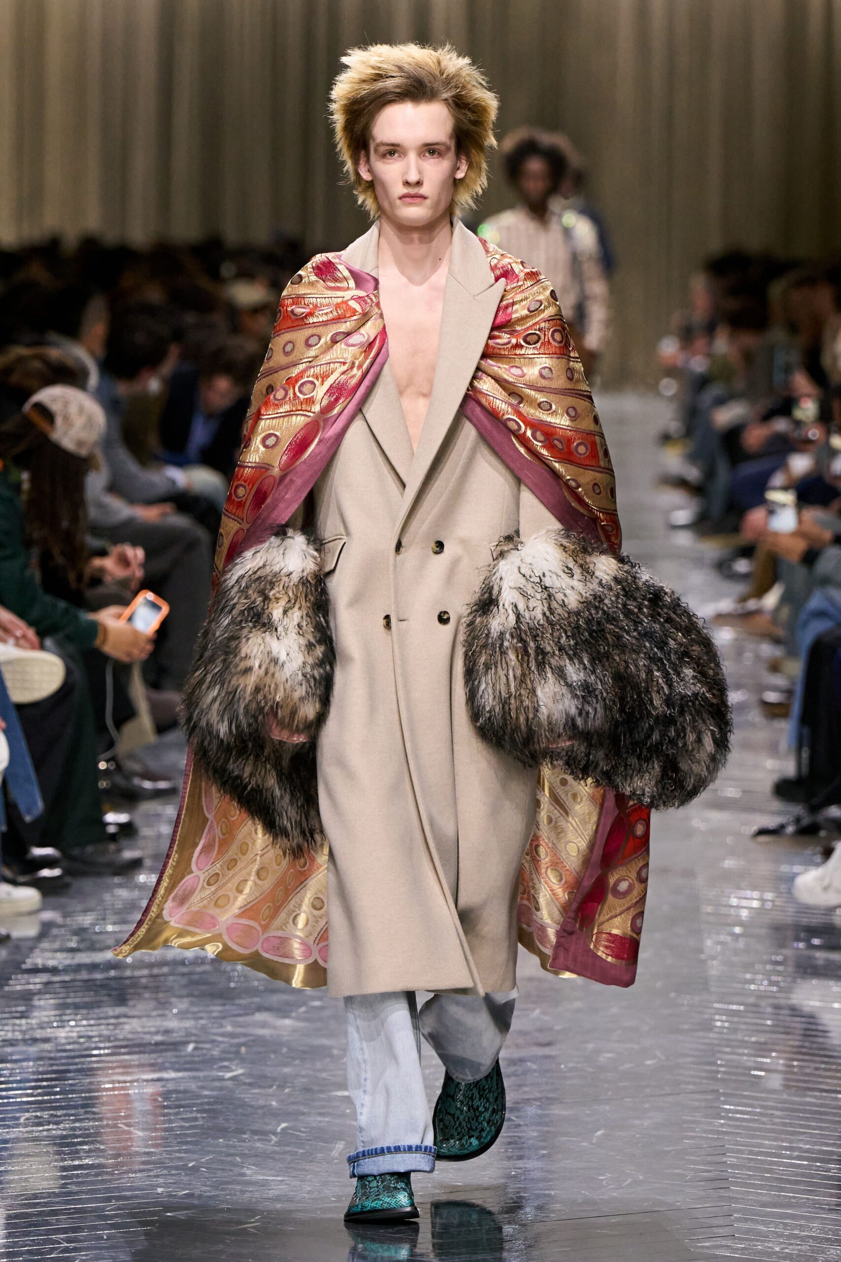multi silk fitted layered cape