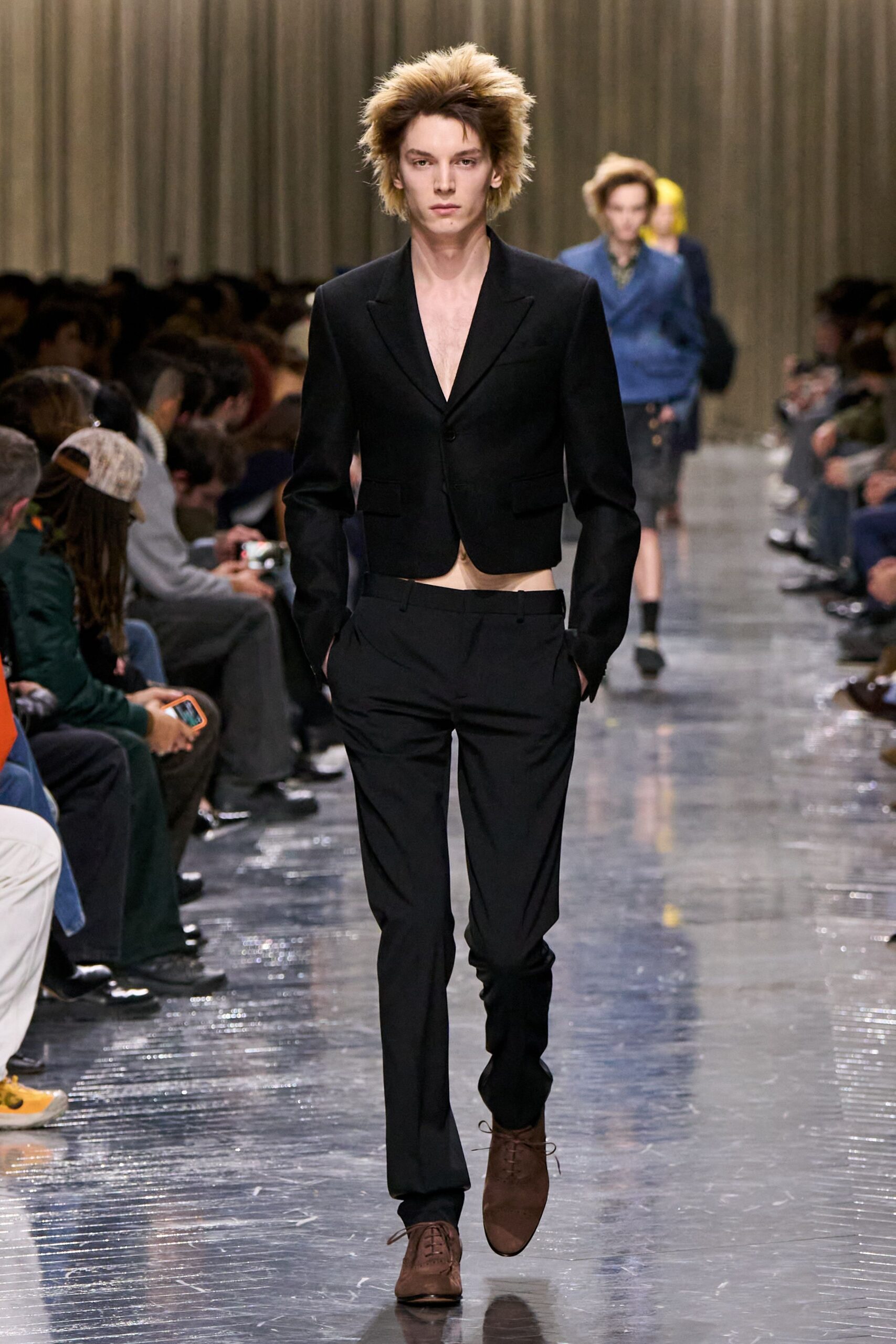 black wool slim straight-leg pants