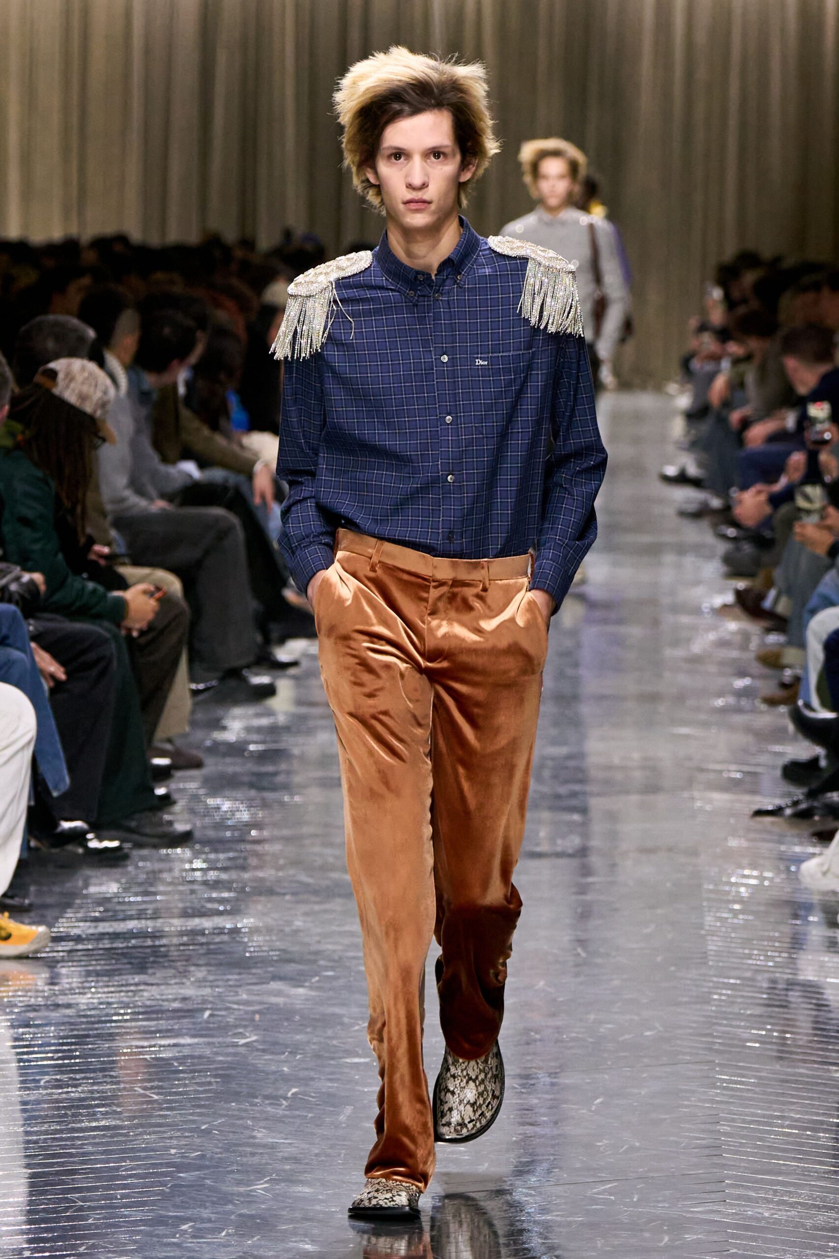 brown velvet relaxed straight-leg pants