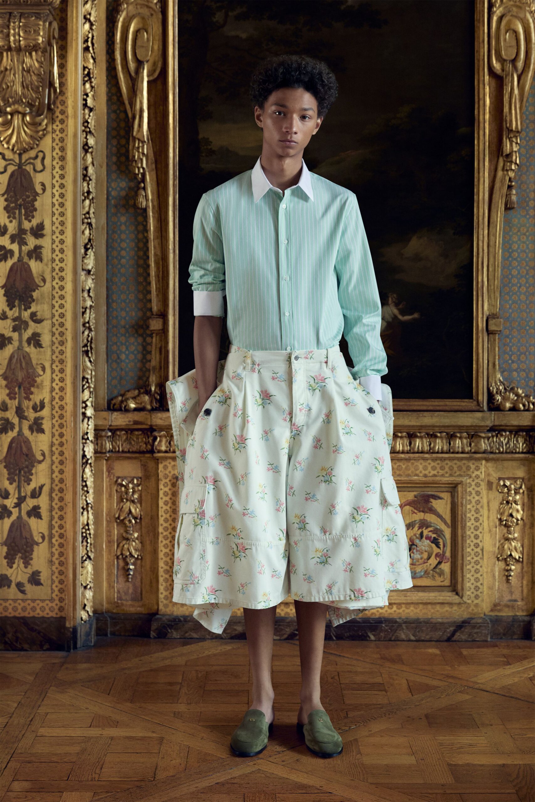 white cotton relaxed flared embroidered skirt