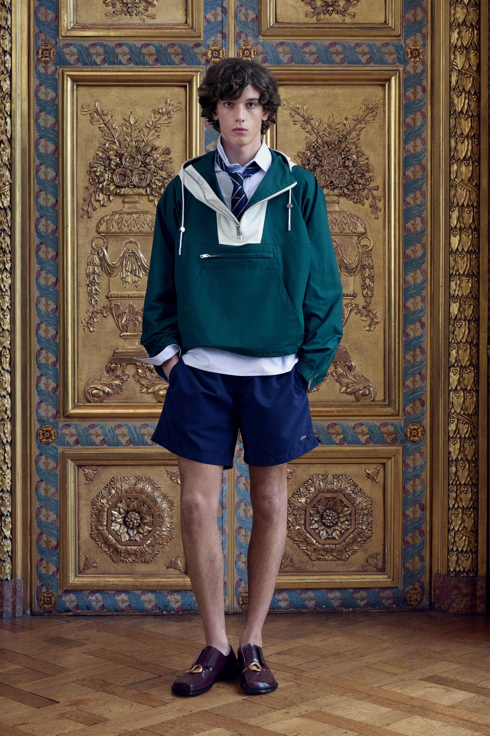 green cotton long-sleeve hooded relaxed hoodie