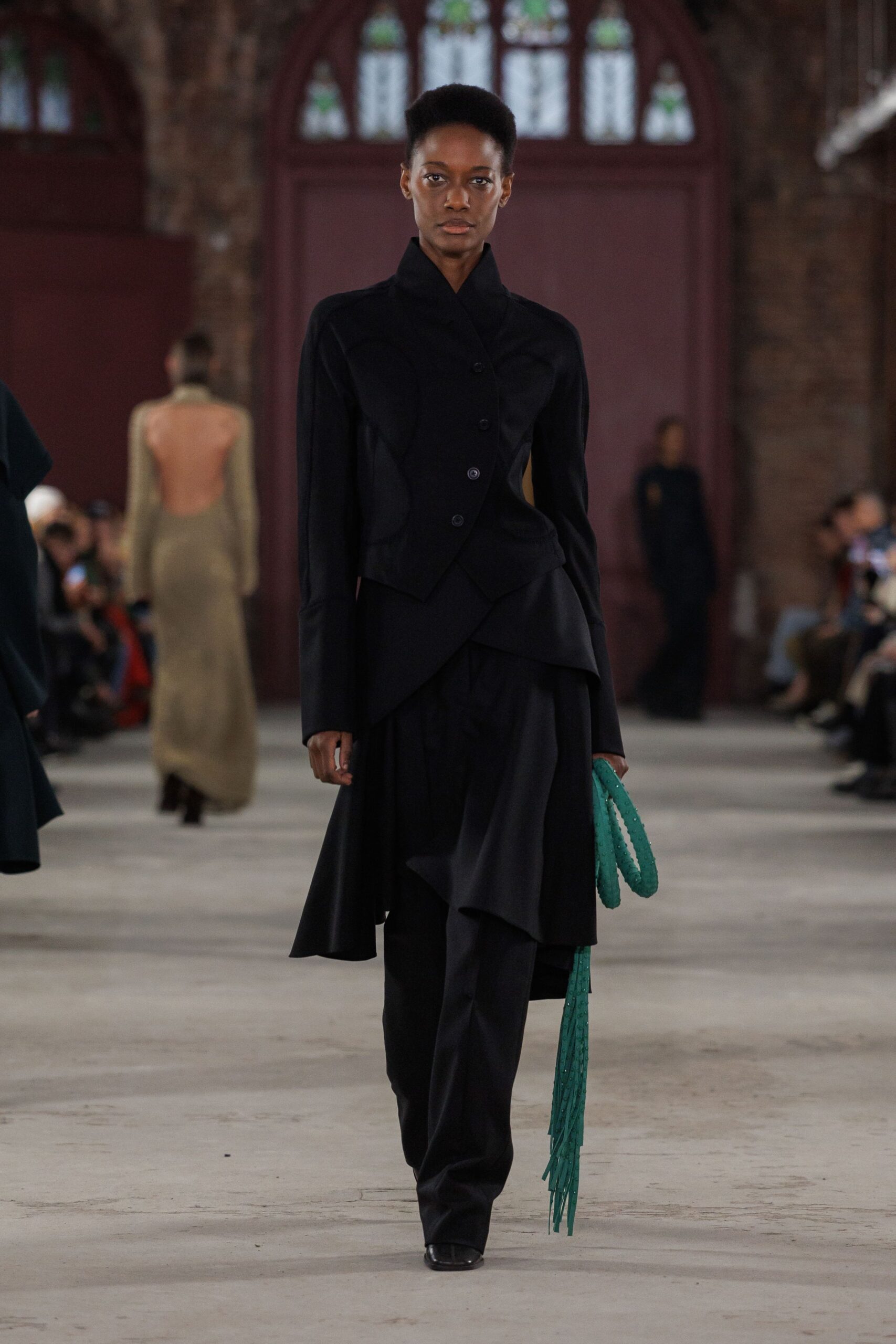 black structured blazer and tailored pants