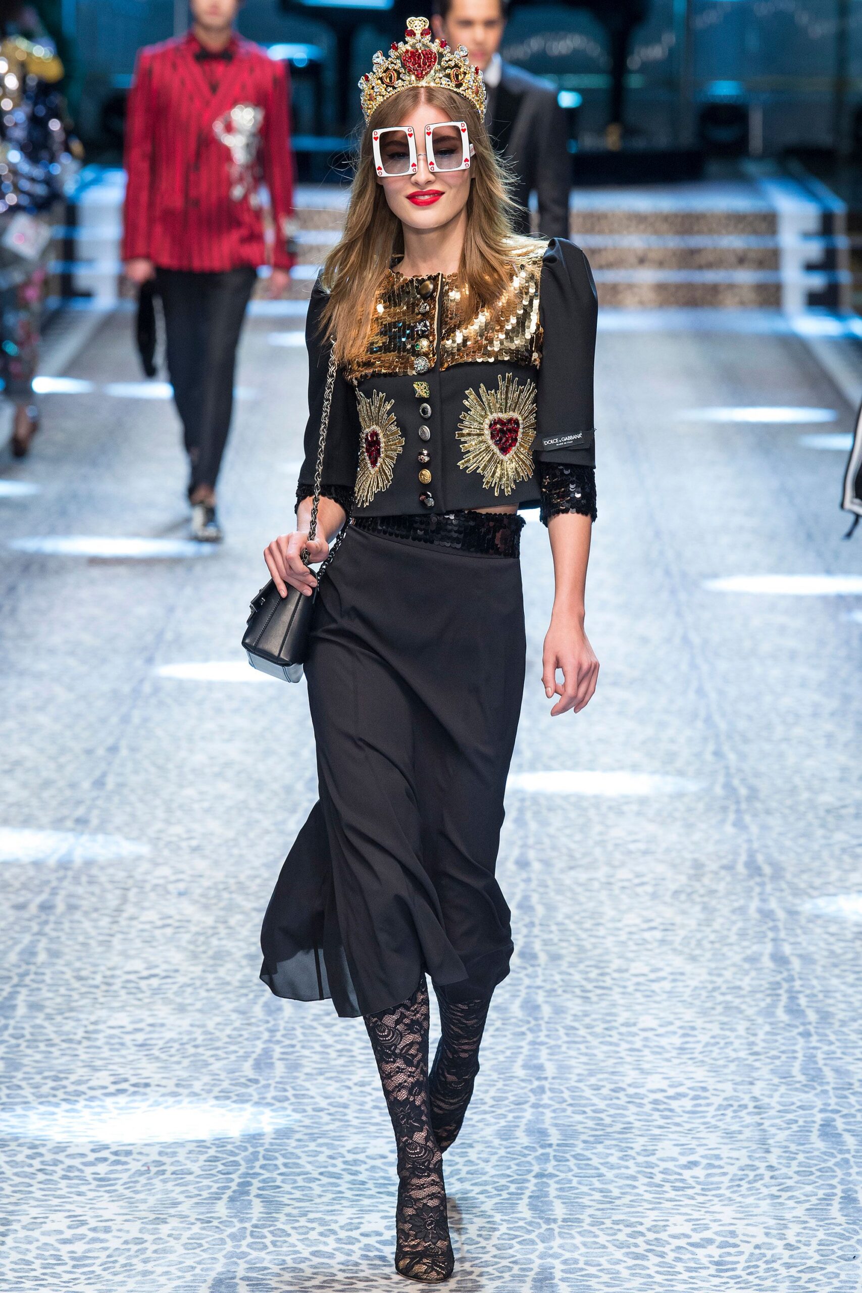 black silk long-sleeve collared fitted embroidered zippered dress