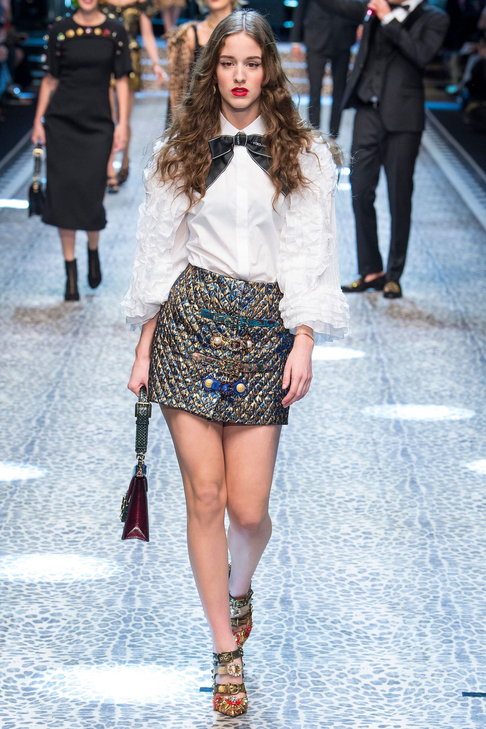 multi silk fitted pencil short skirt