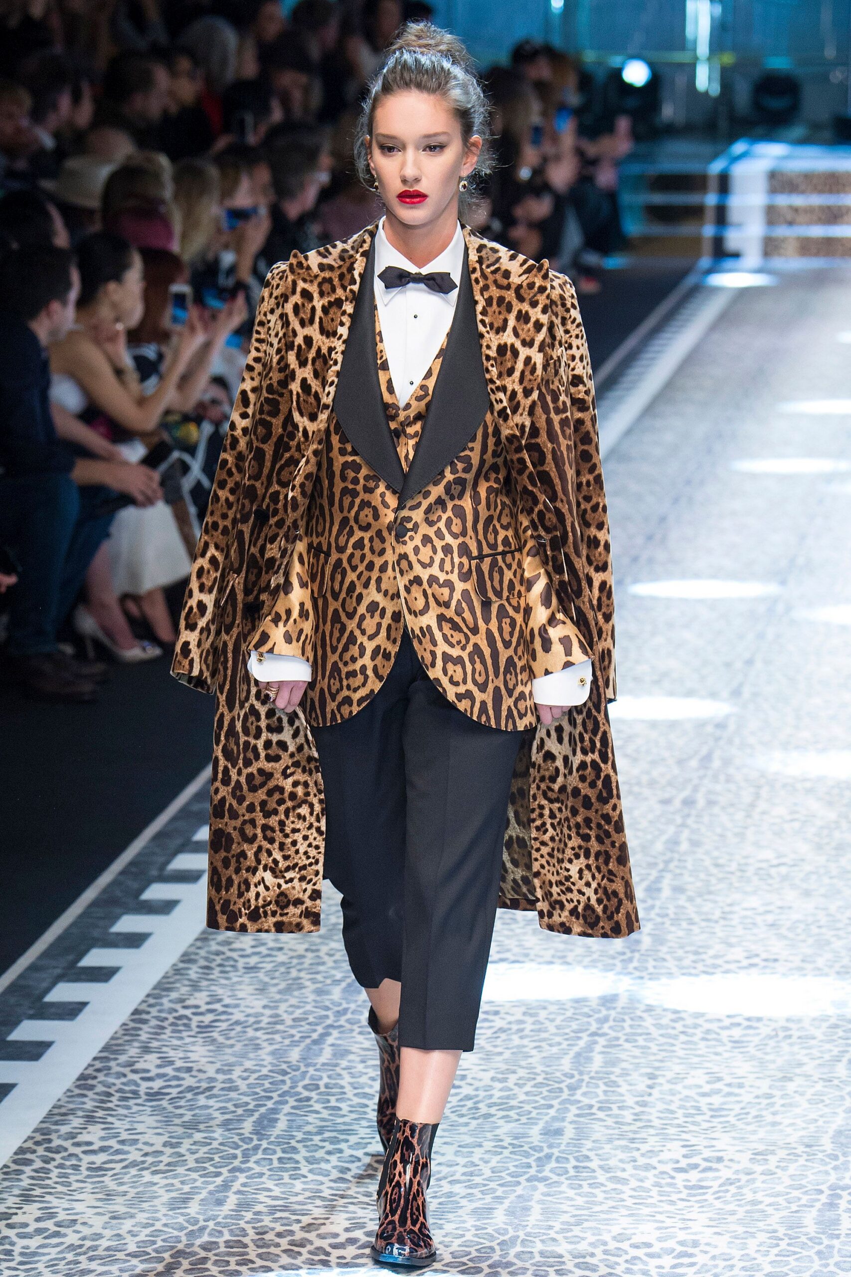 brown silk relaxed animal-print cape