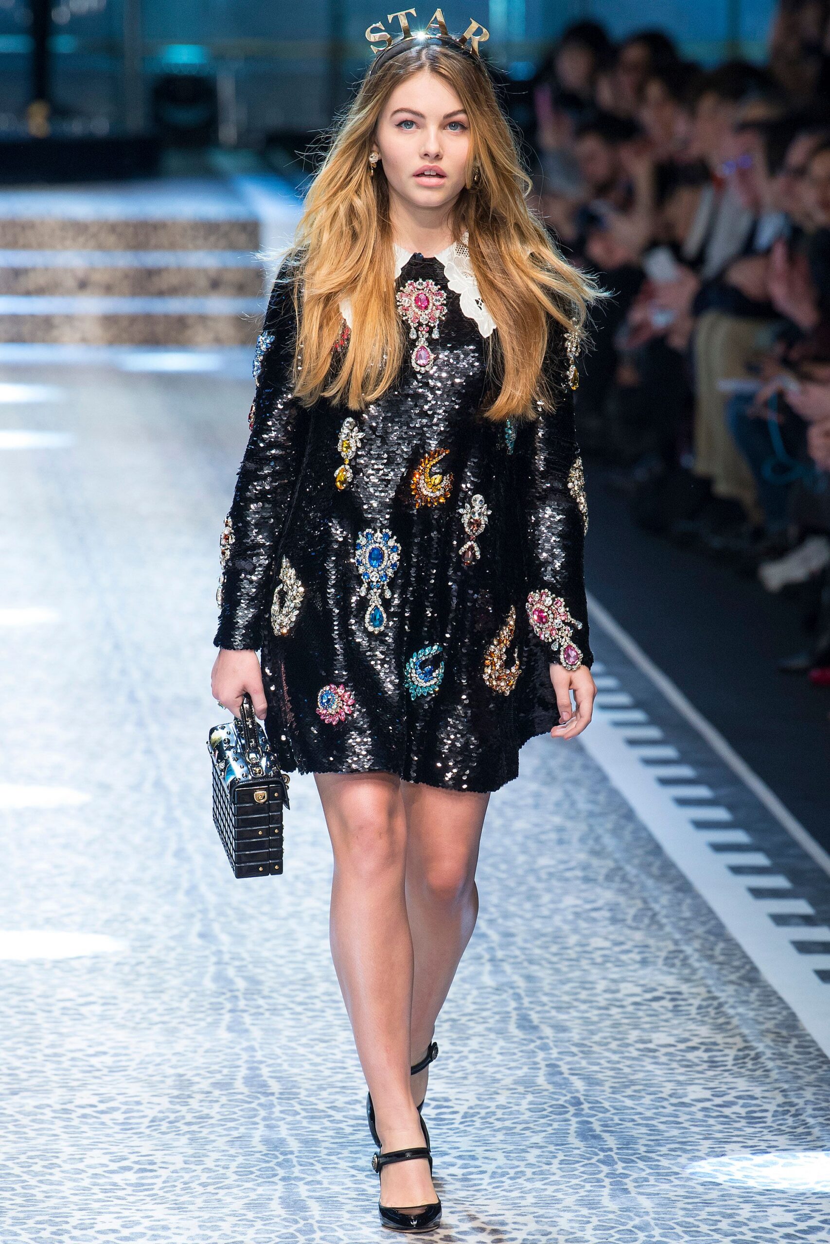 black sequin long-sleeve collared fitted embroidered shiny dress