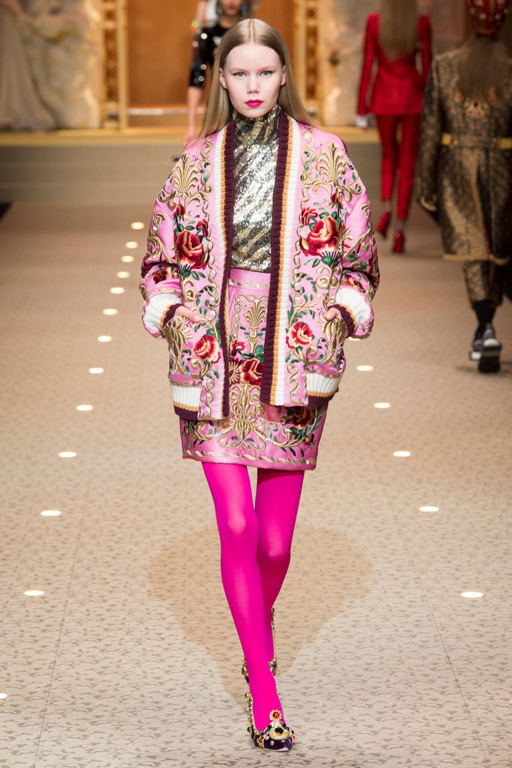 oversized embroidered pink jacket