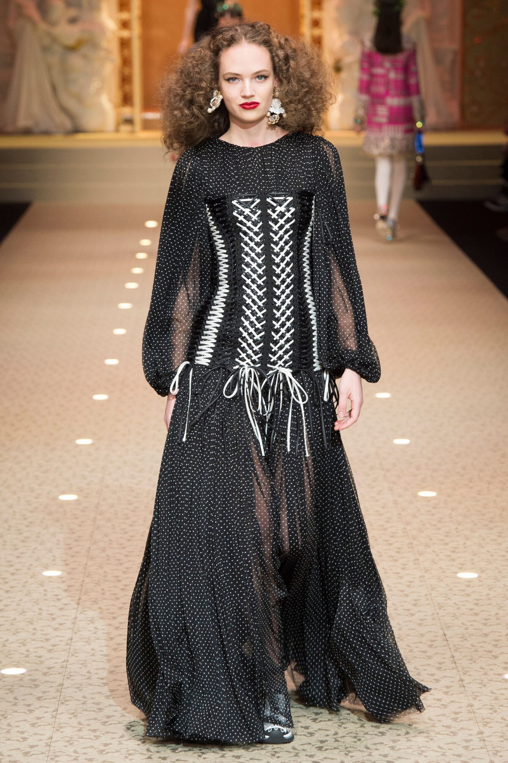 black and white pleated maxi dress