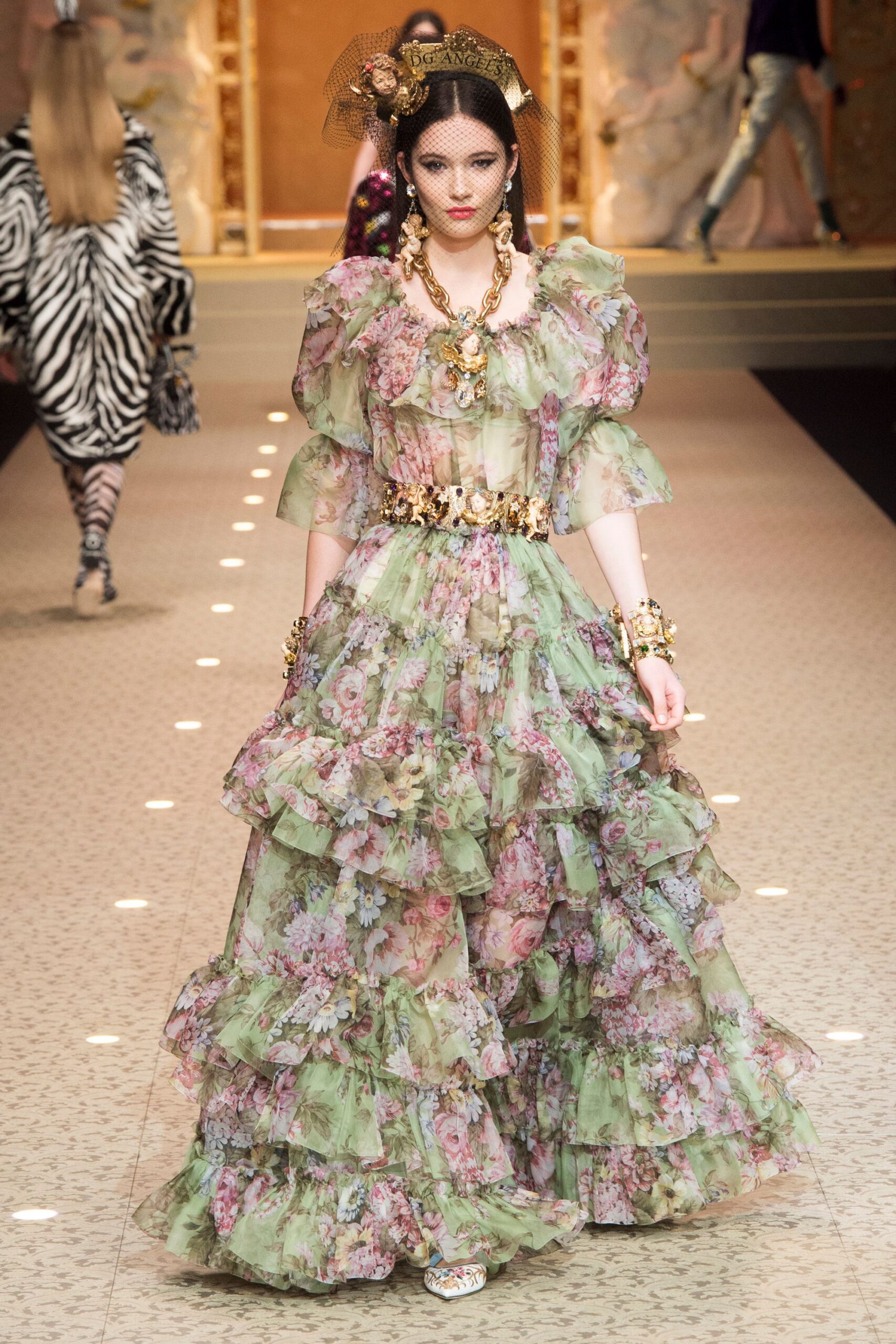 floral maxi gown with accessories