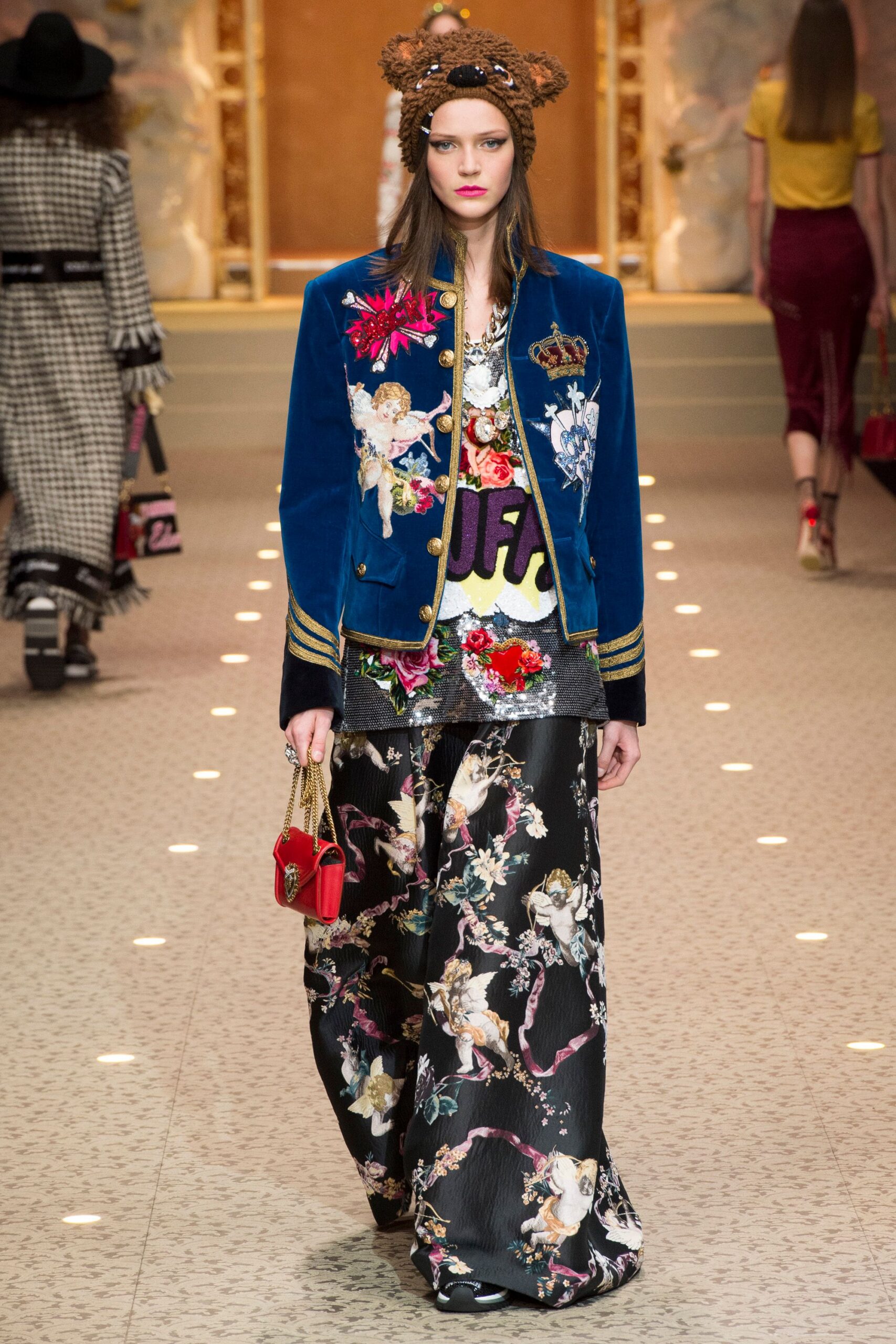 blue velvet jacket with printed top