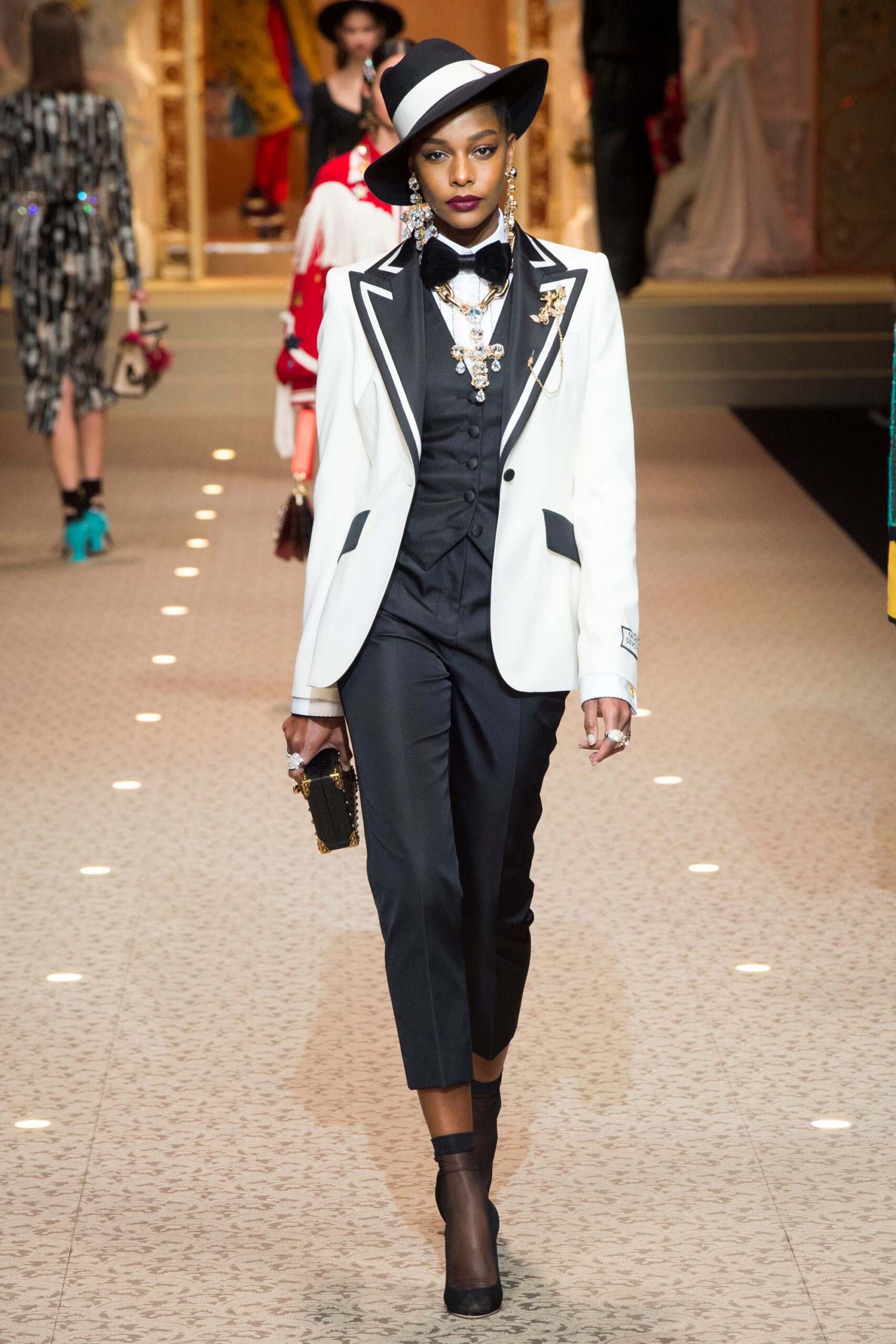 black and white tailored outfit