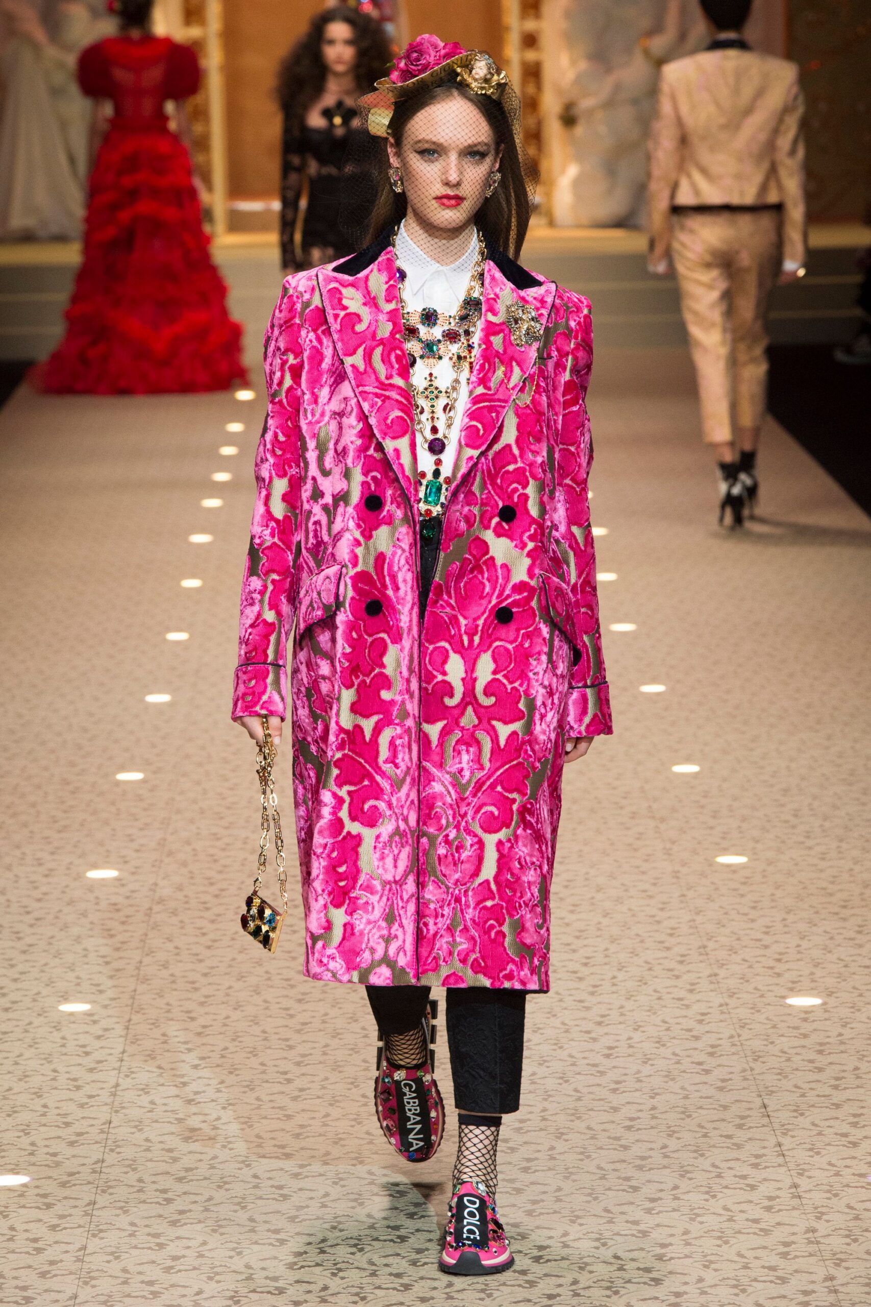 pink oversized floral coat