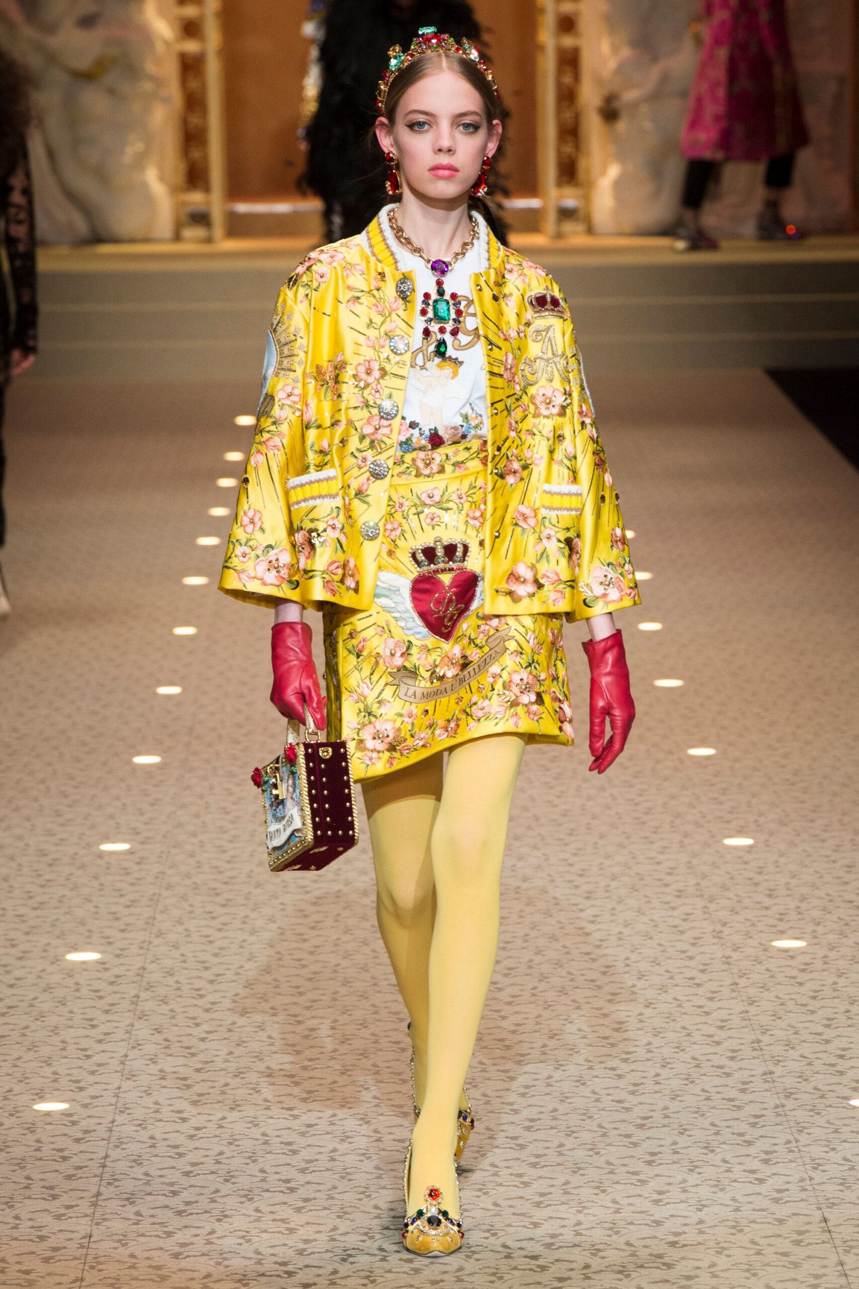 yellow printed mini dress with coat