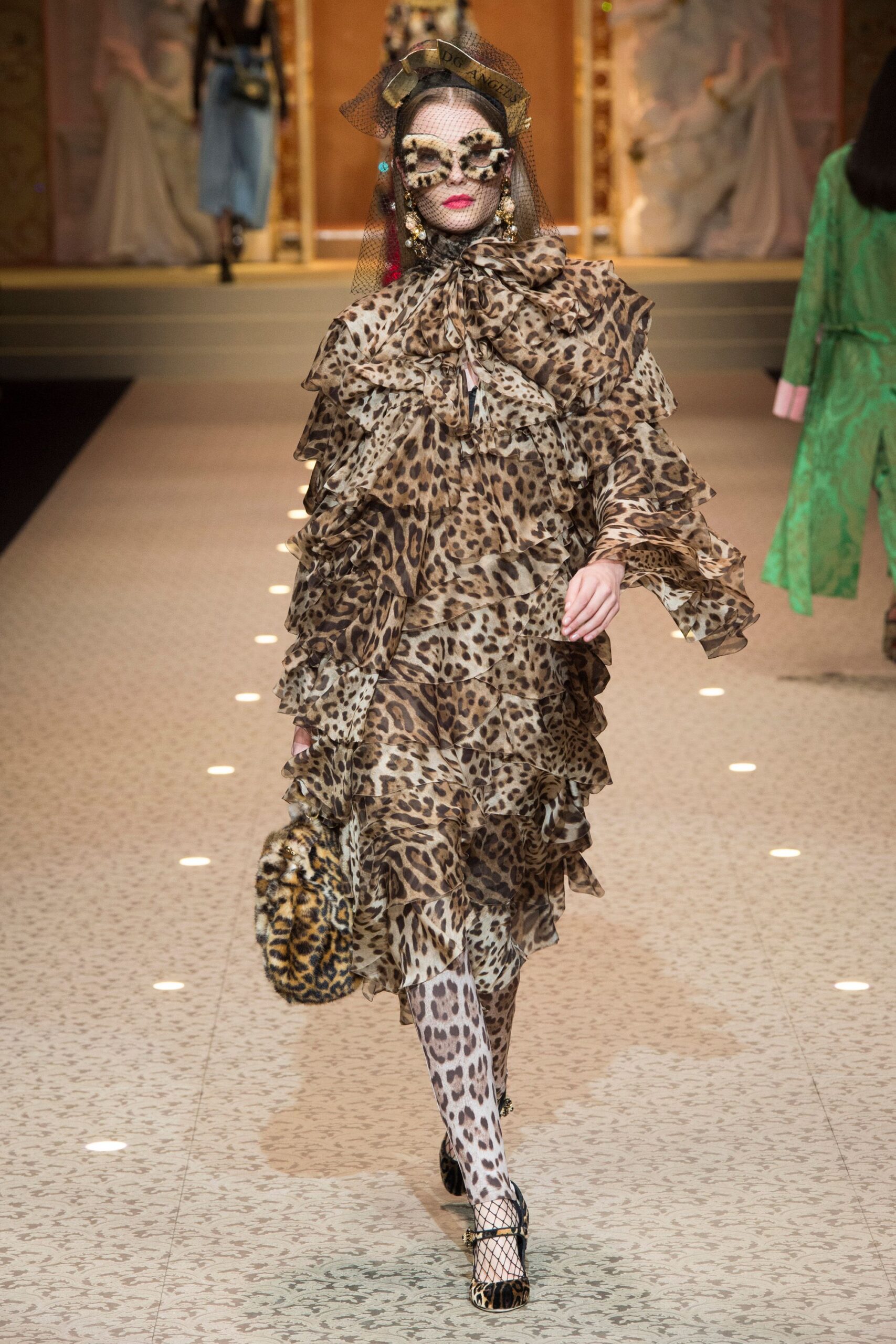 brown animal-print midi dress