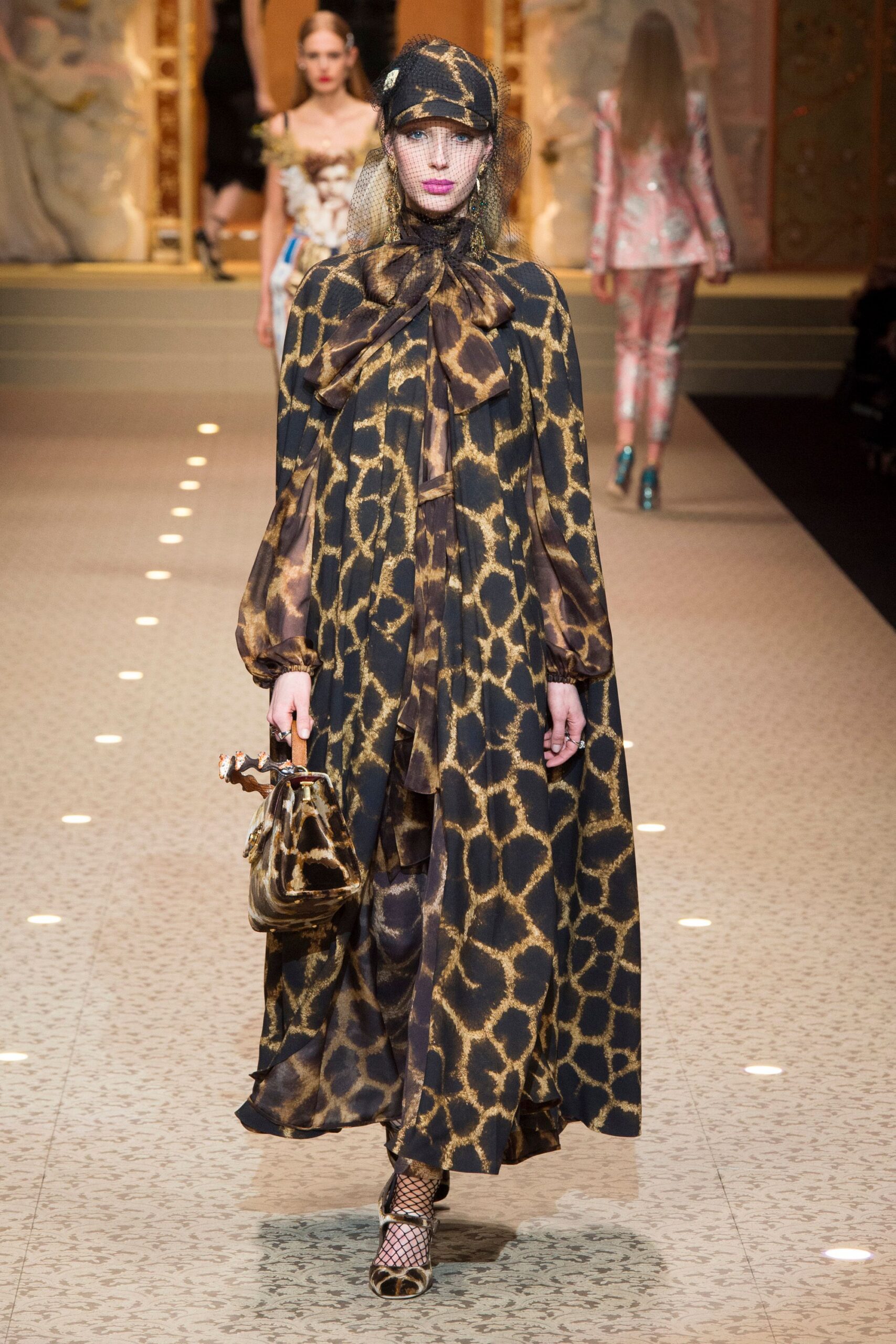 animal-print maxi dress with accessories