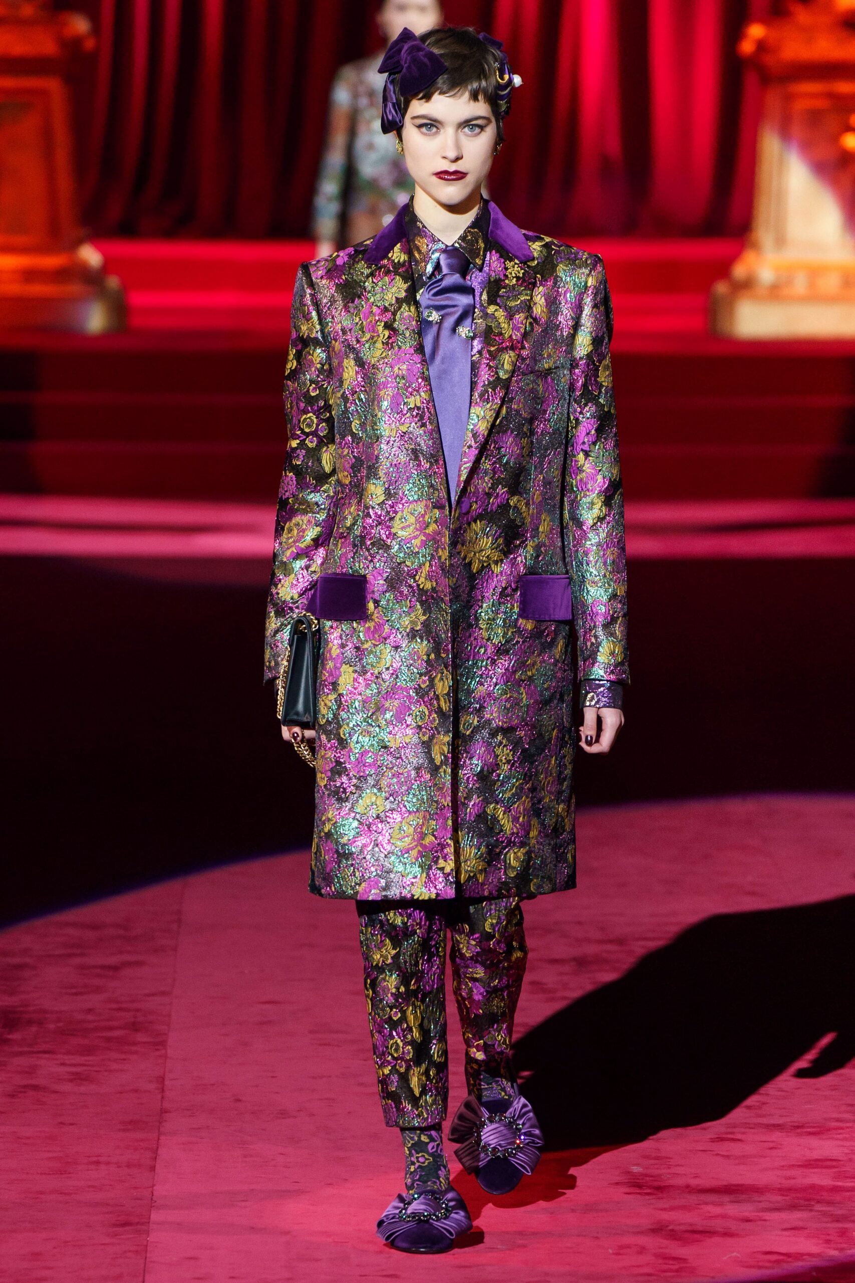 purple silk long-sleeve collared fitted shirt
