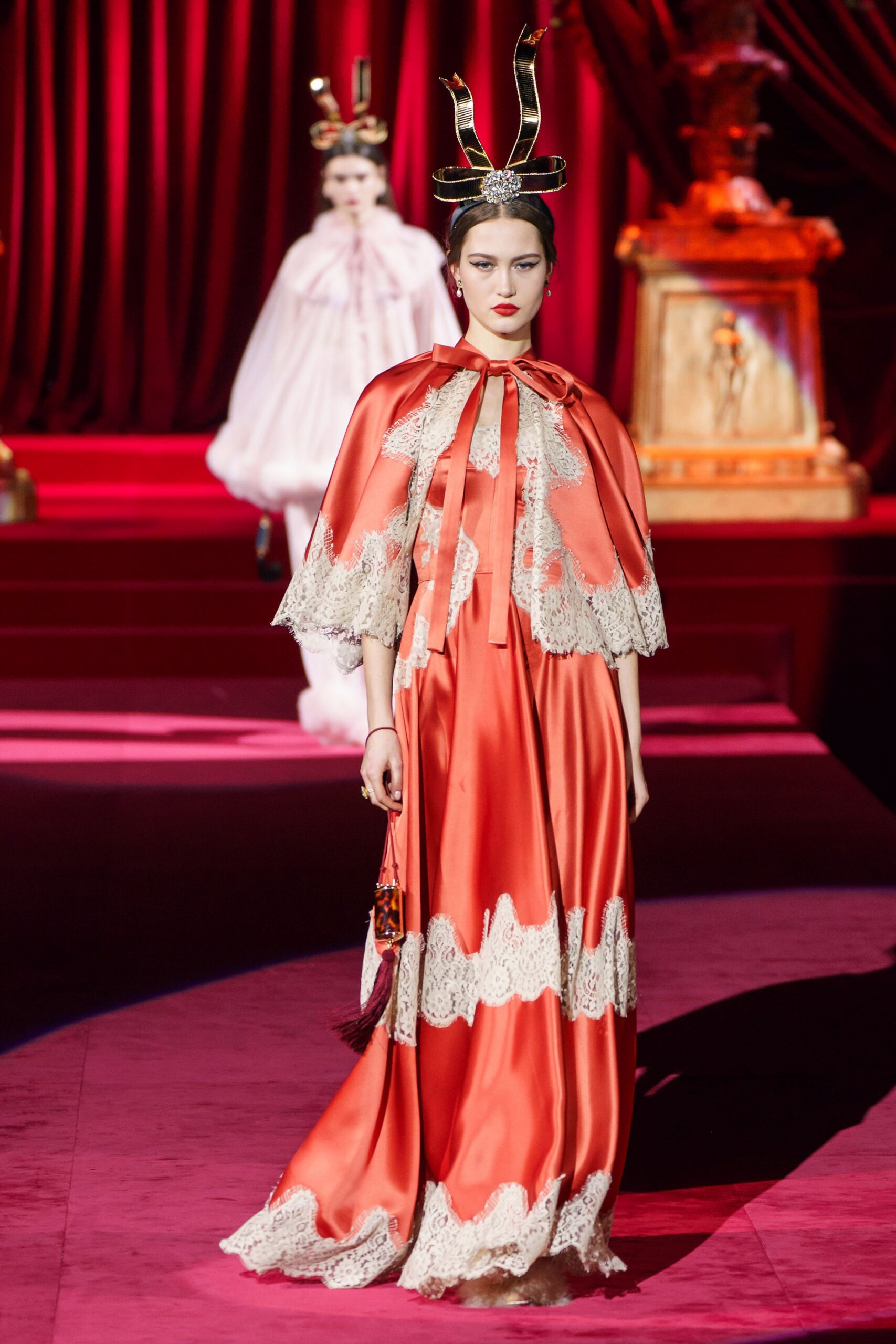 red silk sleeveless relaxed embroidered cape