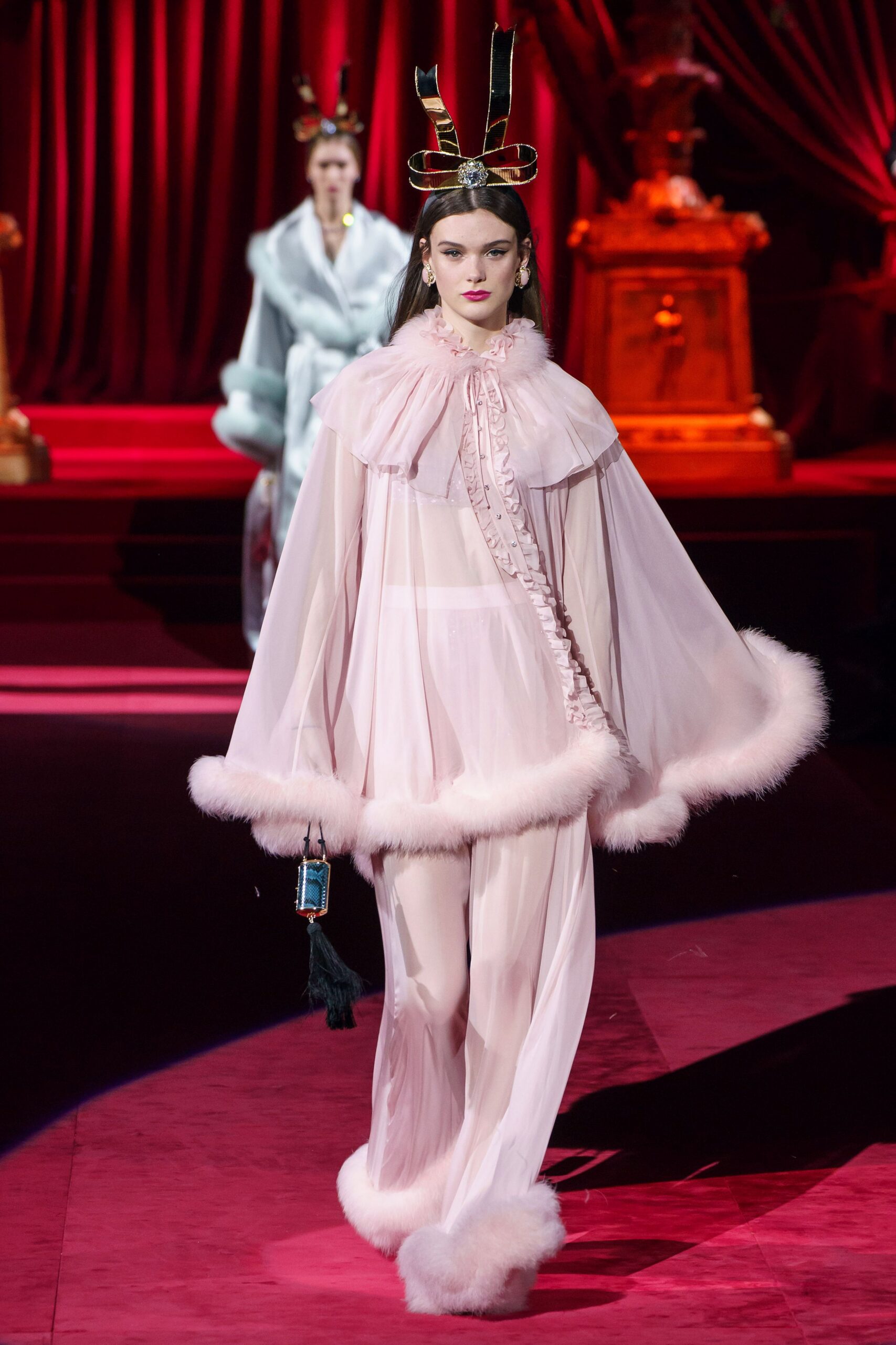 pink silk fitted wide-leg sheer pants