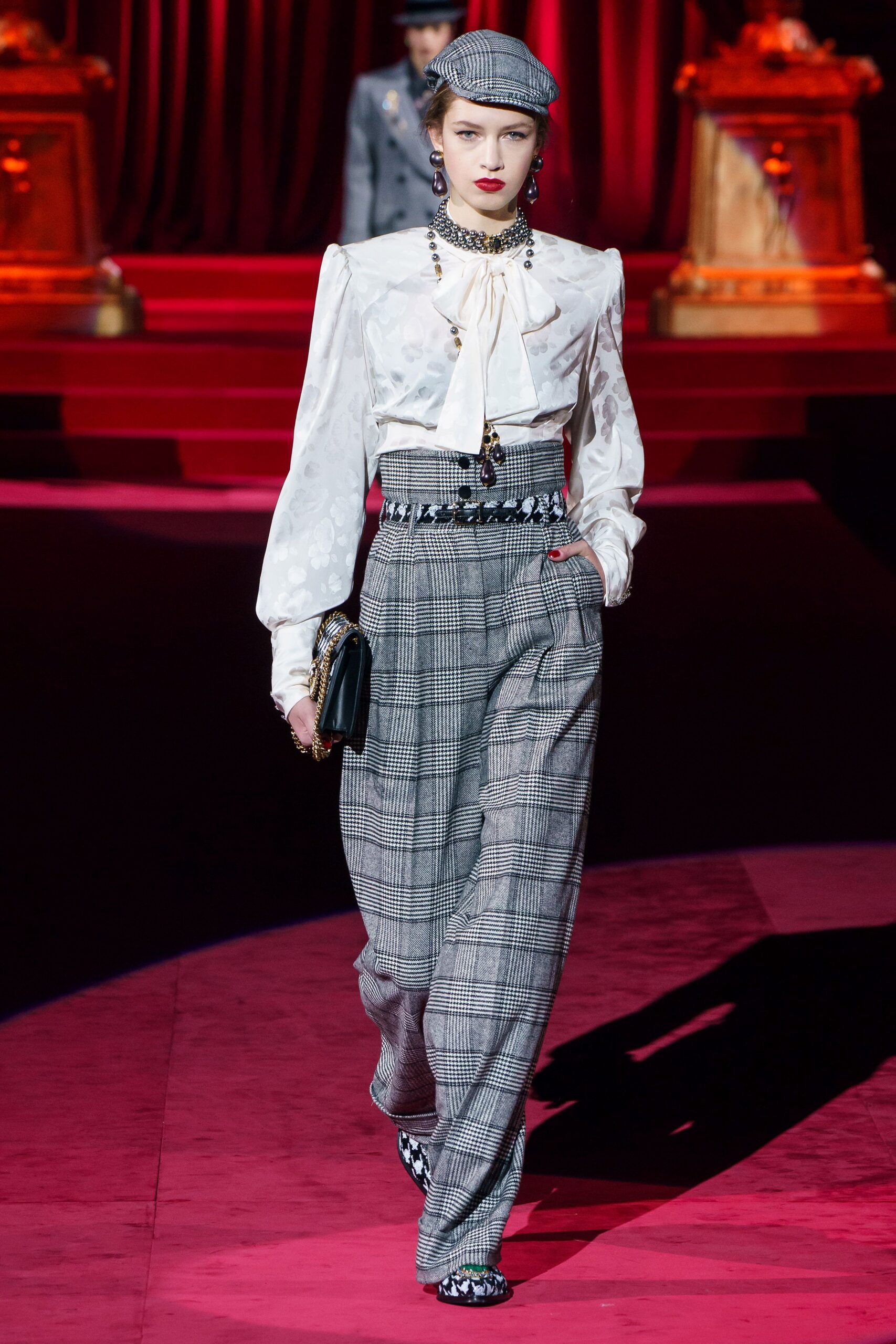 white silk long-sleeve collared fitted pleated blouse