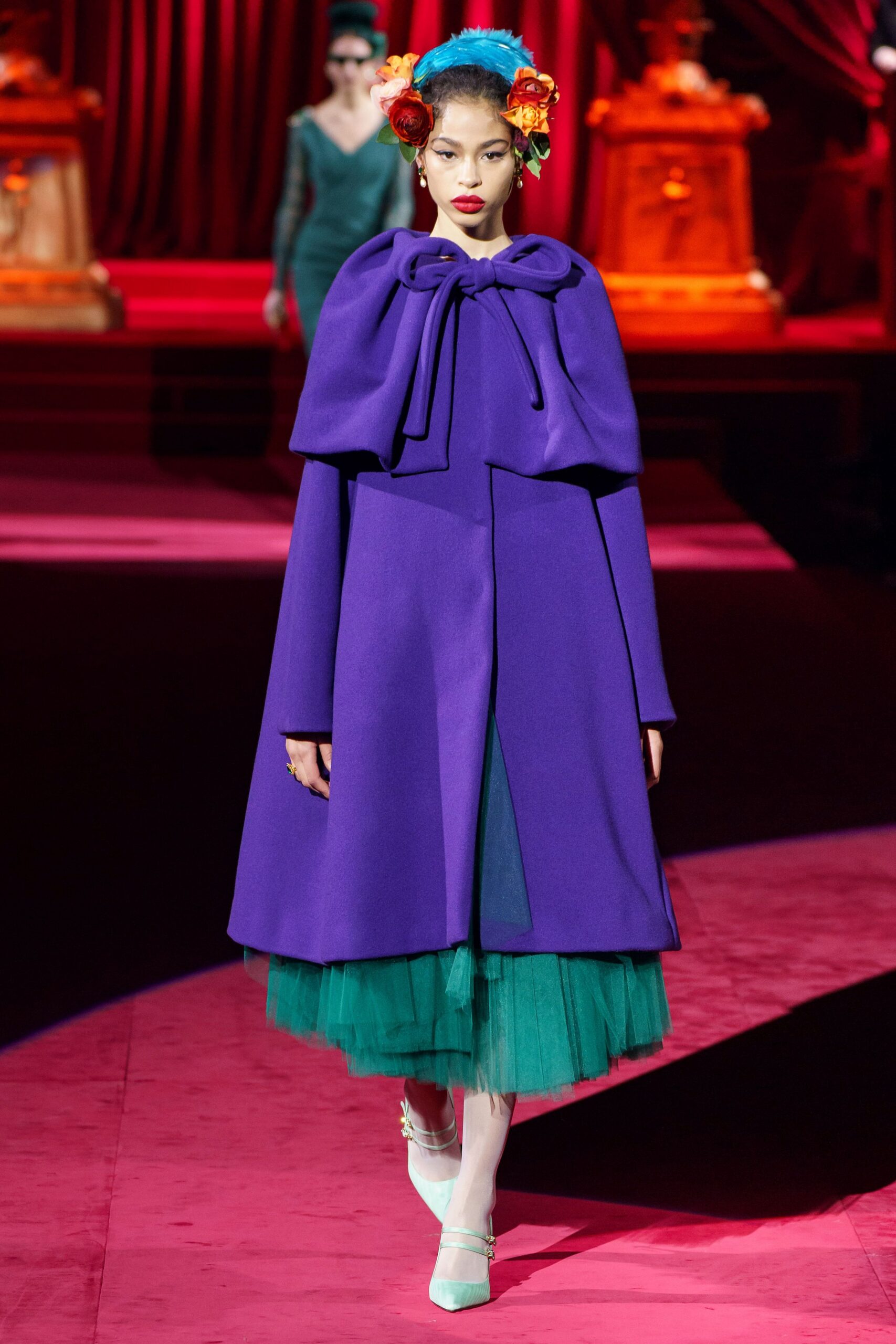 purple wool structured cape