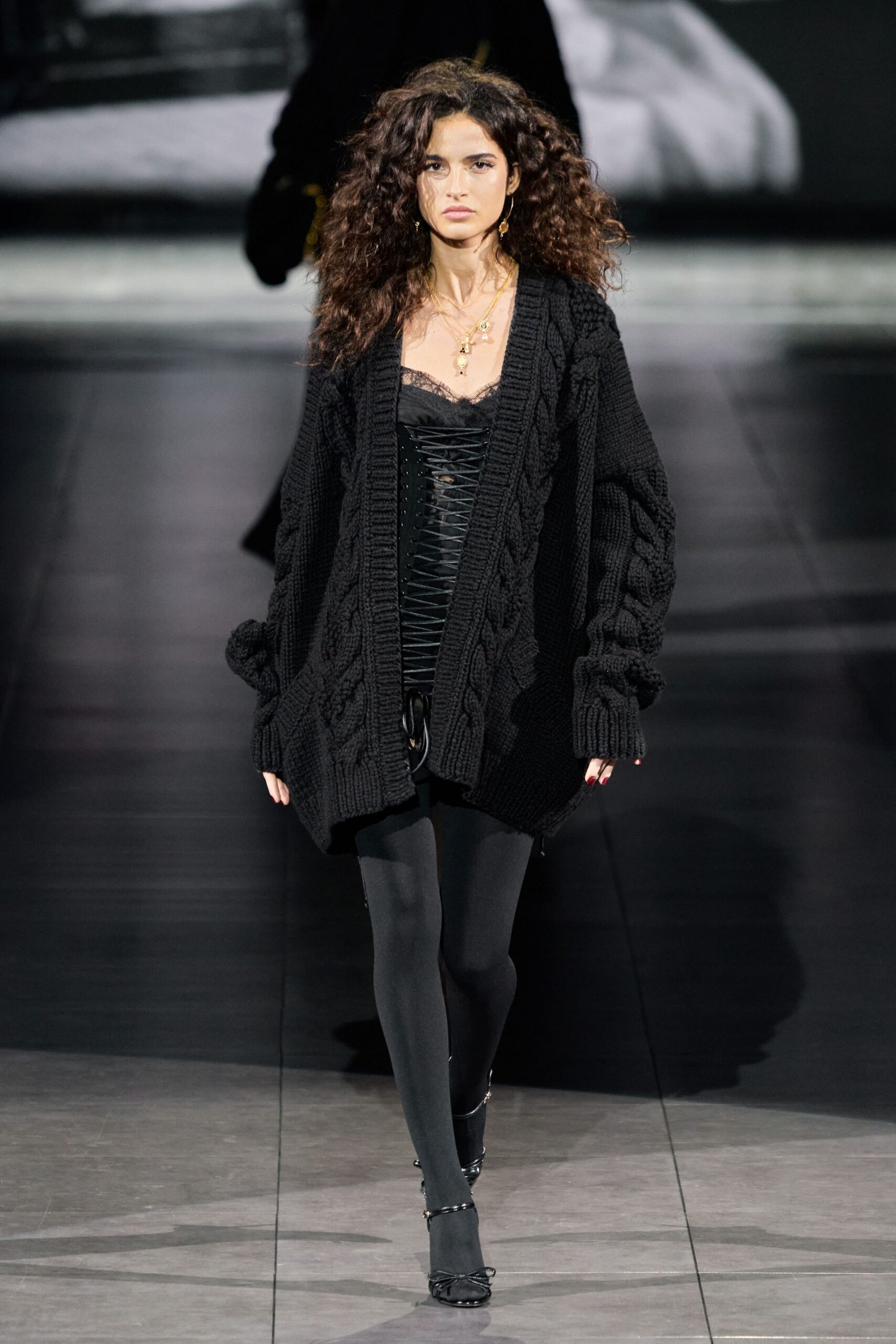 black wool long-sleeve relaxed cardigan