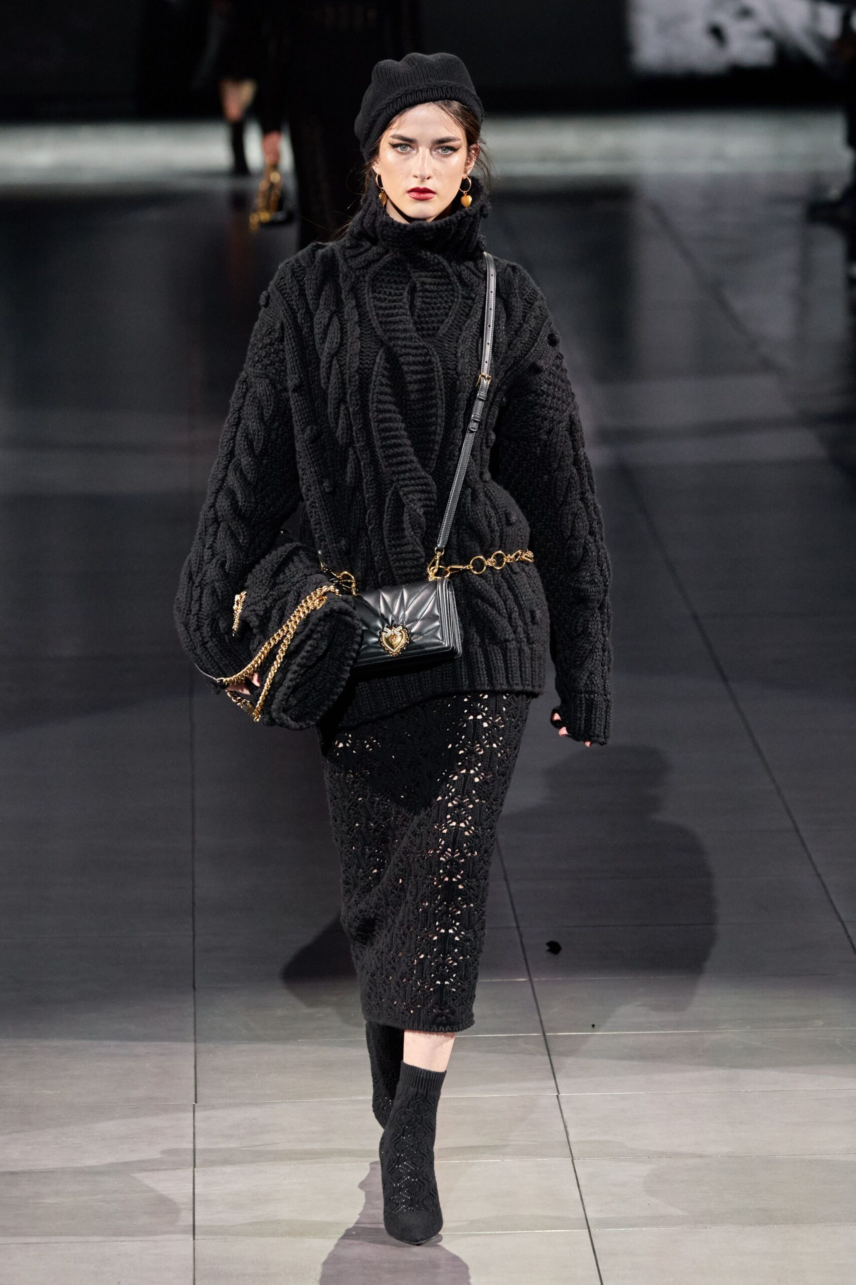 black wool long-sleeve high-neck oversized sweater