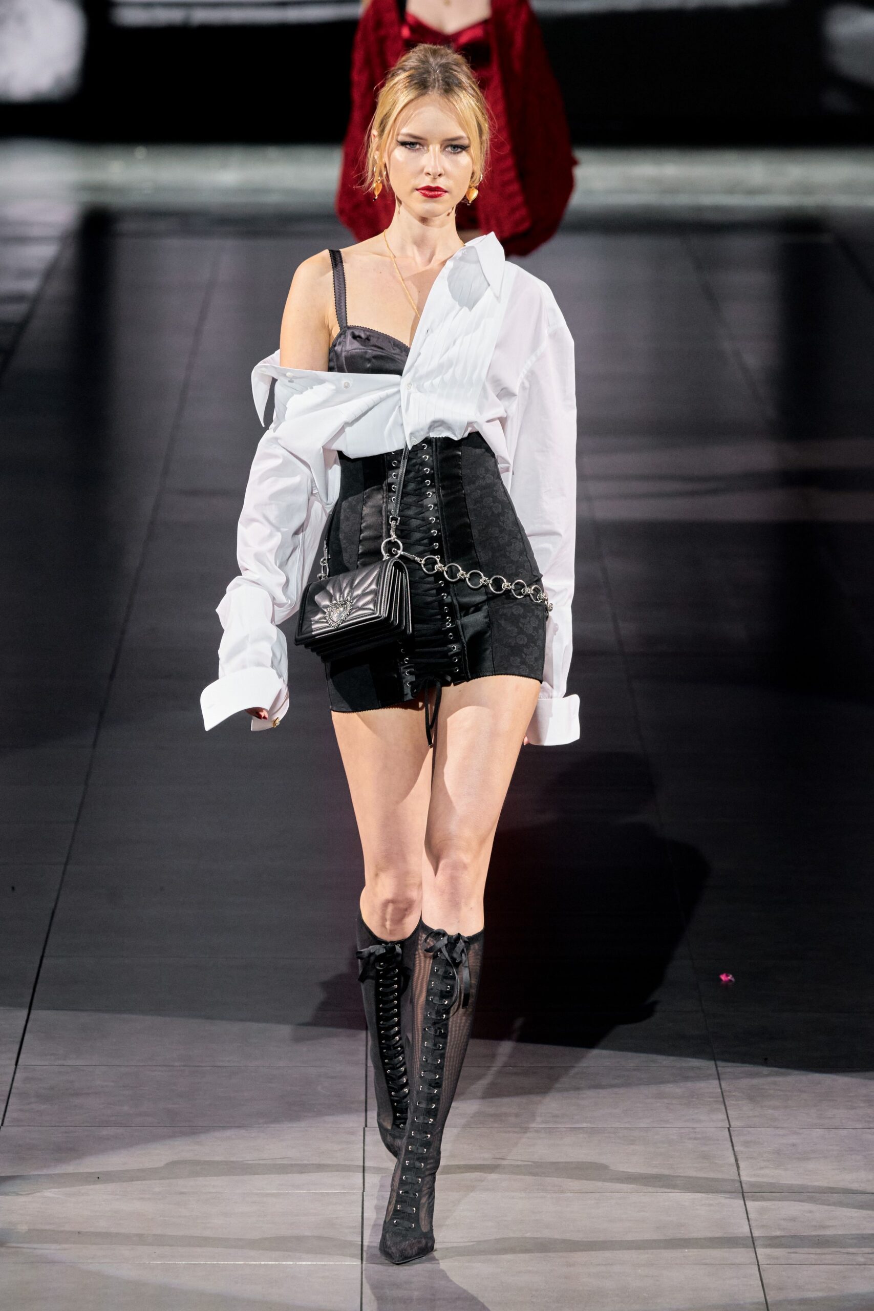 black leather fitted boots