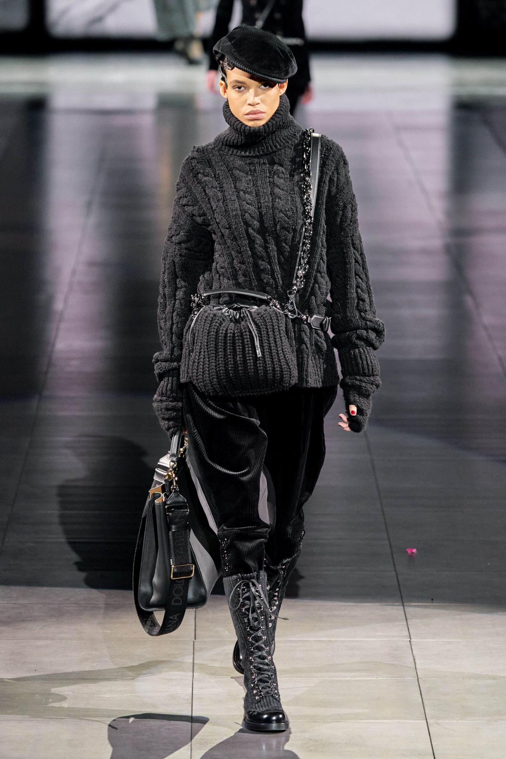 black leather zippered boots