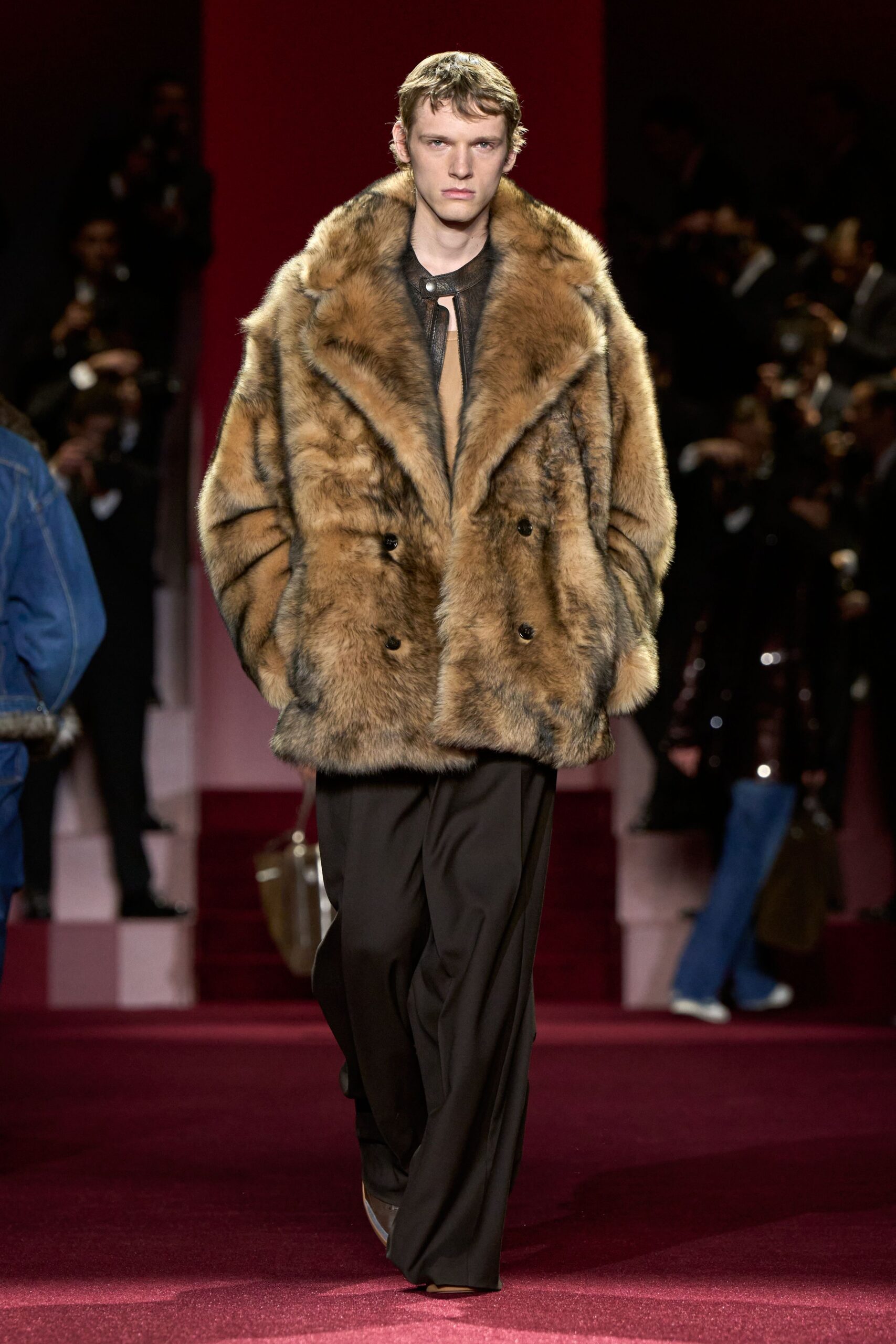 brown fur oversized coat