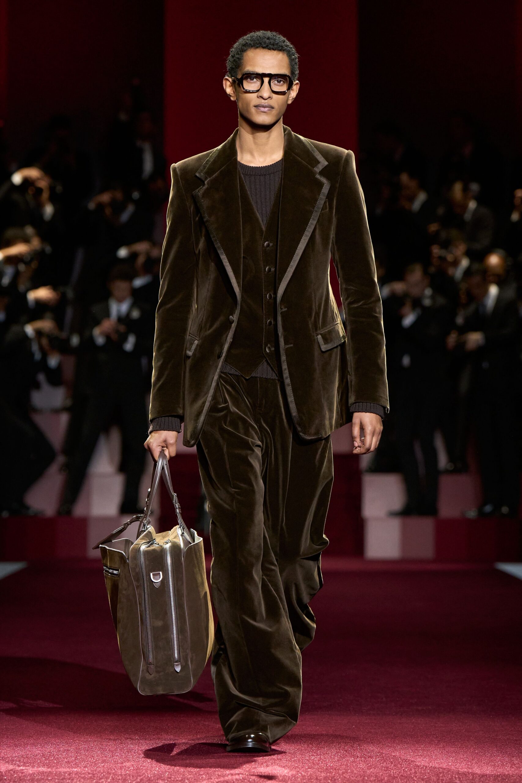 brown velvet tailored suit