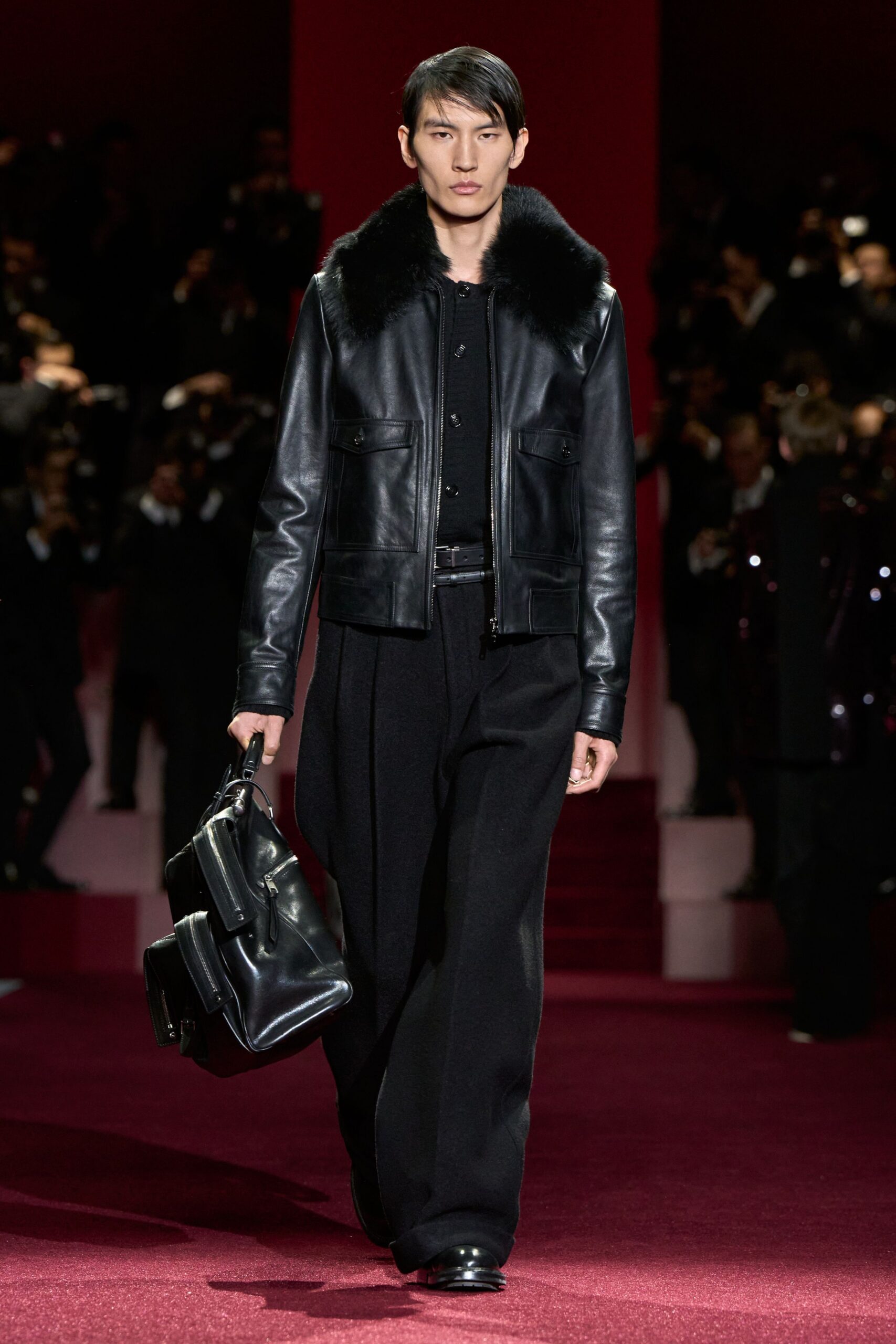 black leather jacket and pants