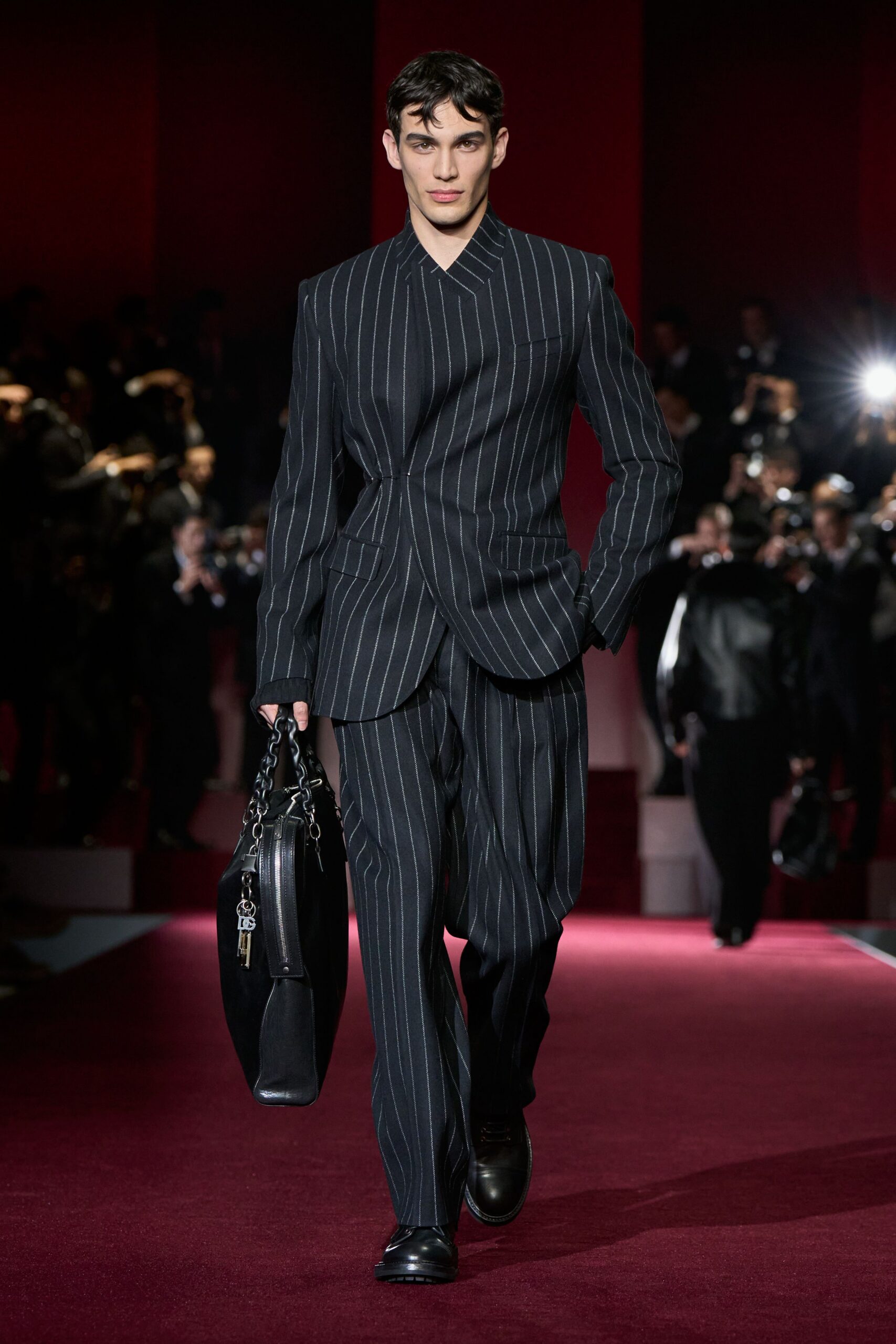 black striped tailored suit