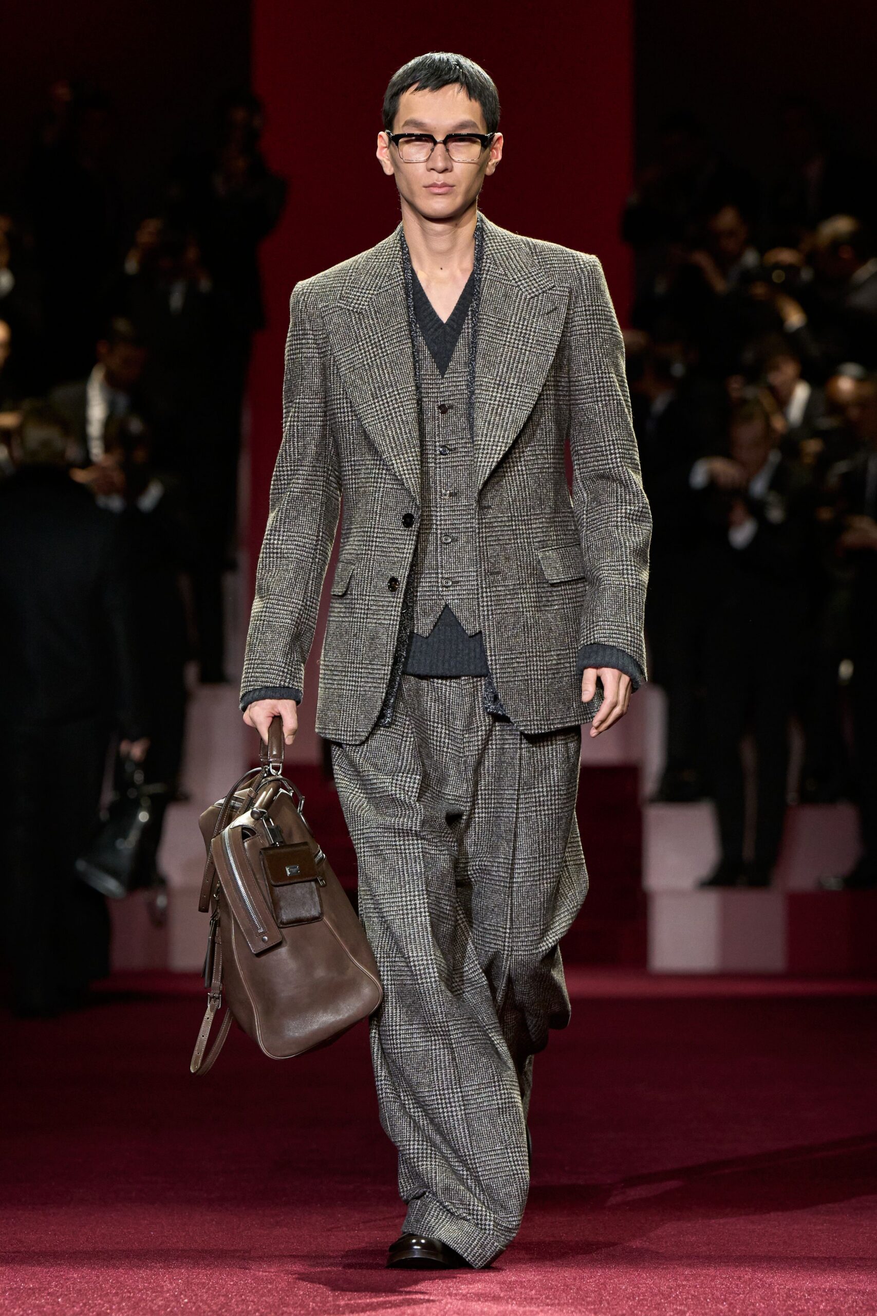 brown gray tailored suit